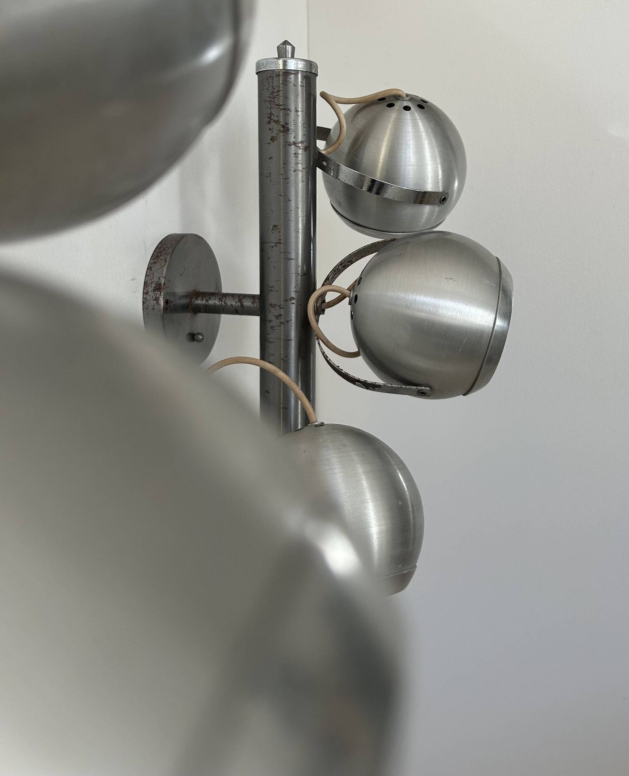 Pair Of Vintage Adjustable Wall Lights Chrome And Brushed Metal France 1970 photo Lighting