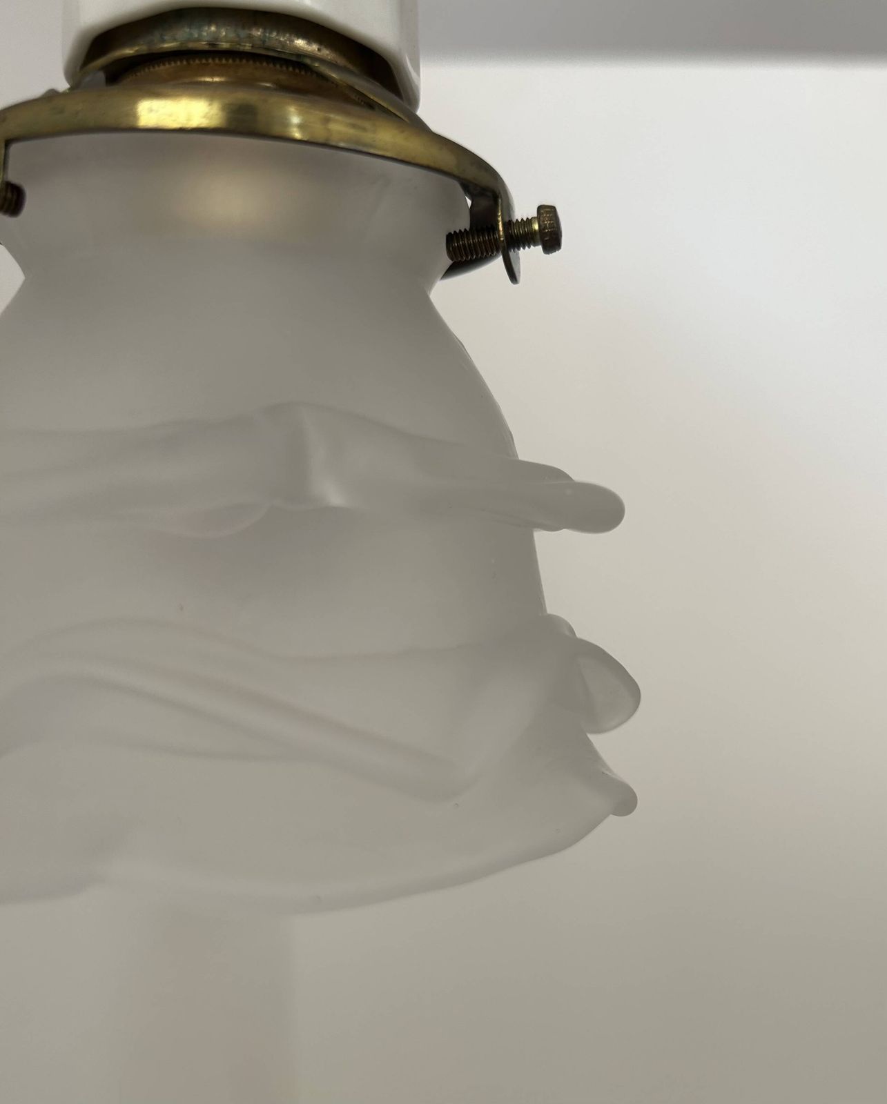 photo for sale Pair Of Vintage Art Deco Wall Lights  Porcelain And Sandblasted Glass France 1930
