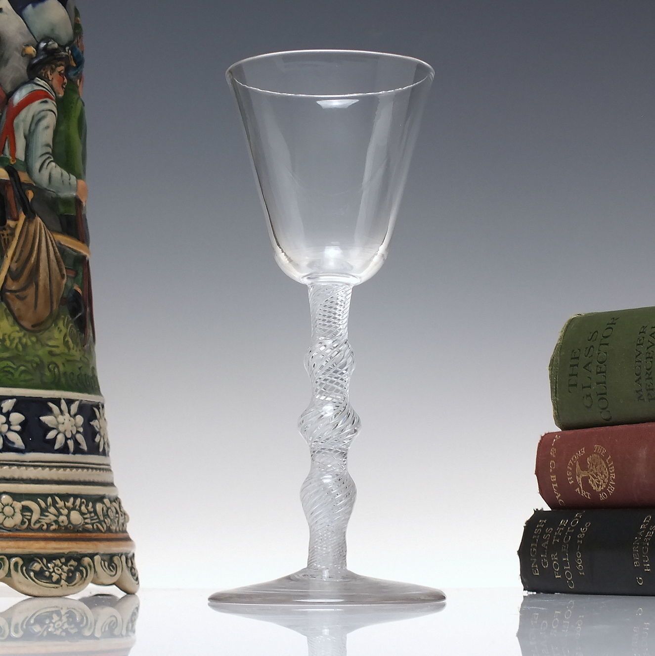 Rare Georgian Triple Knop Air Twist Wine Glass C1750