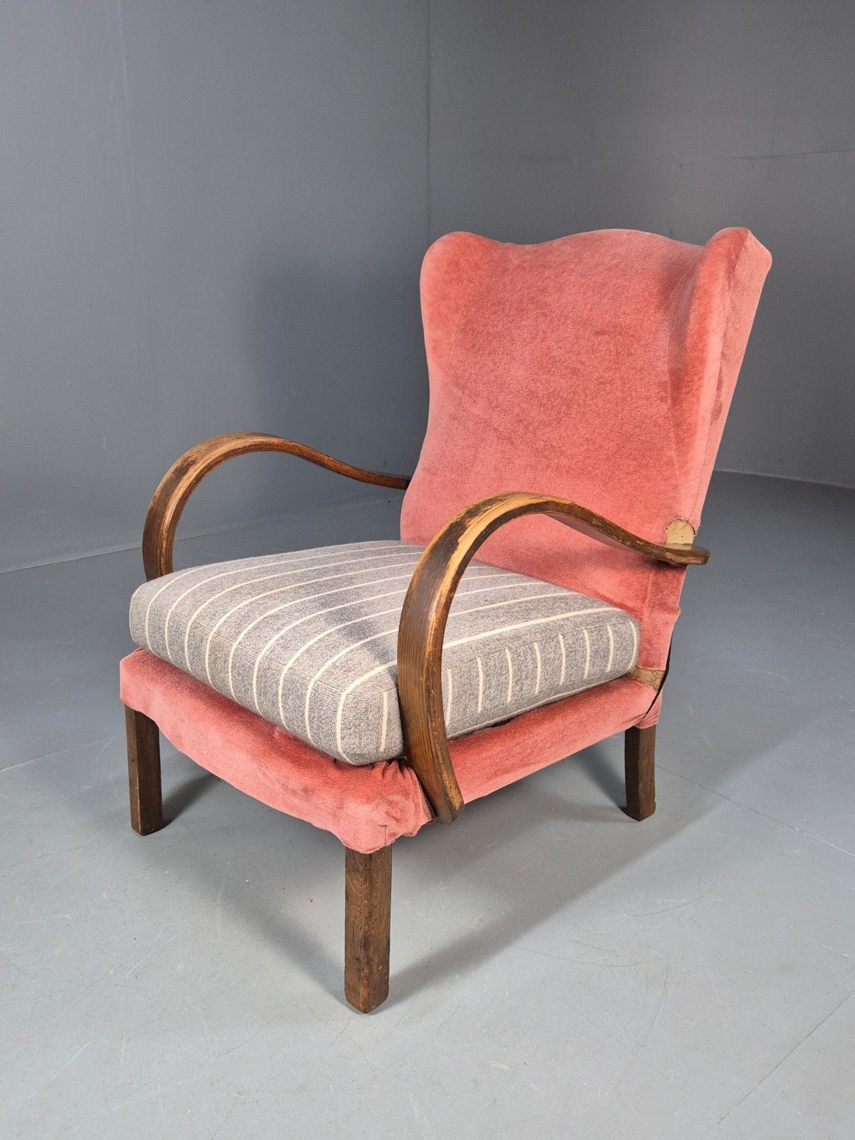 Vintage 1950s Lounge Chair Wingback Beech Frame Retro Eb10265 Mben