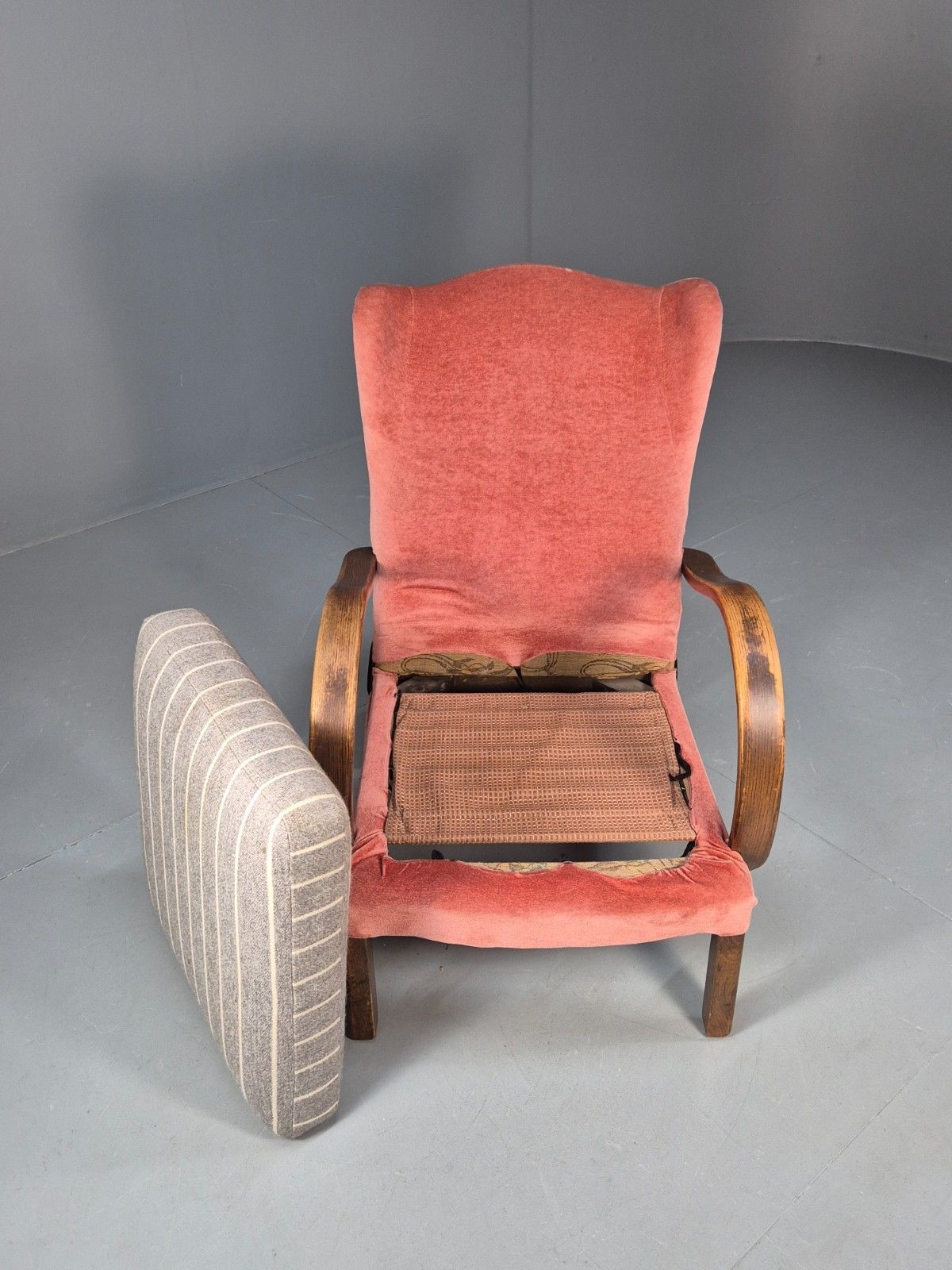 Vintage 1950s Lounge Chair Wingback Beech Frame Retro Eb10265 Mben photo vinterior