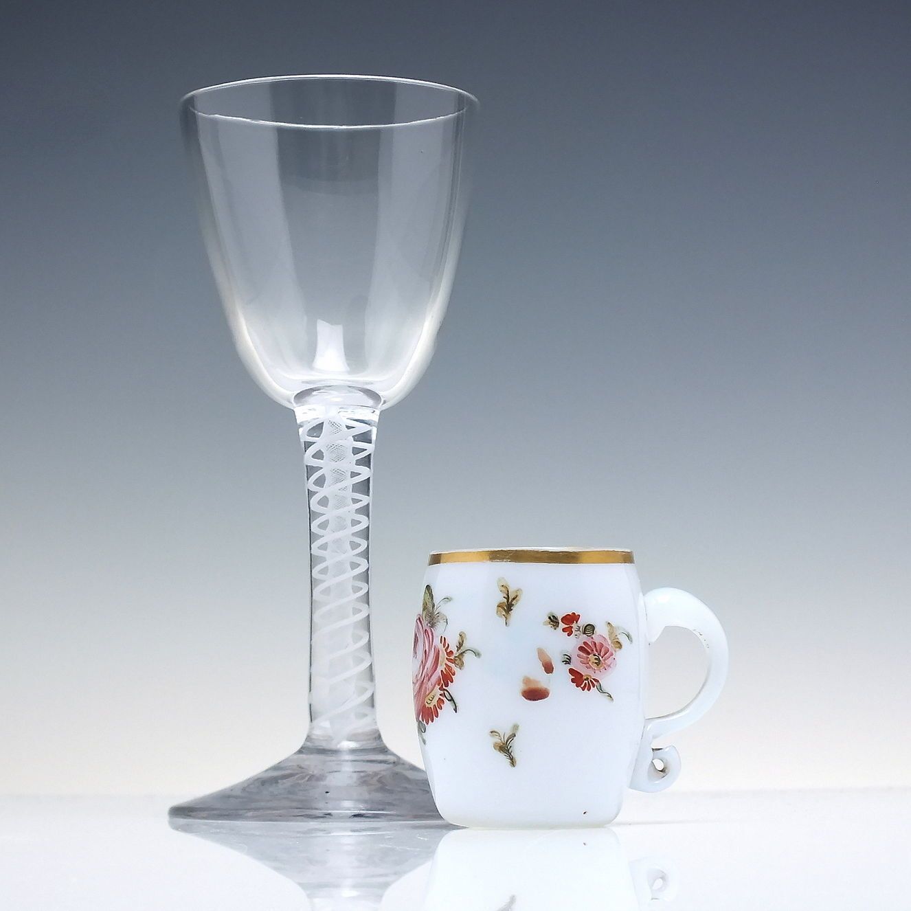 Rare Miniature Enamelled Milk Glass Tankard C1820 photo furniture