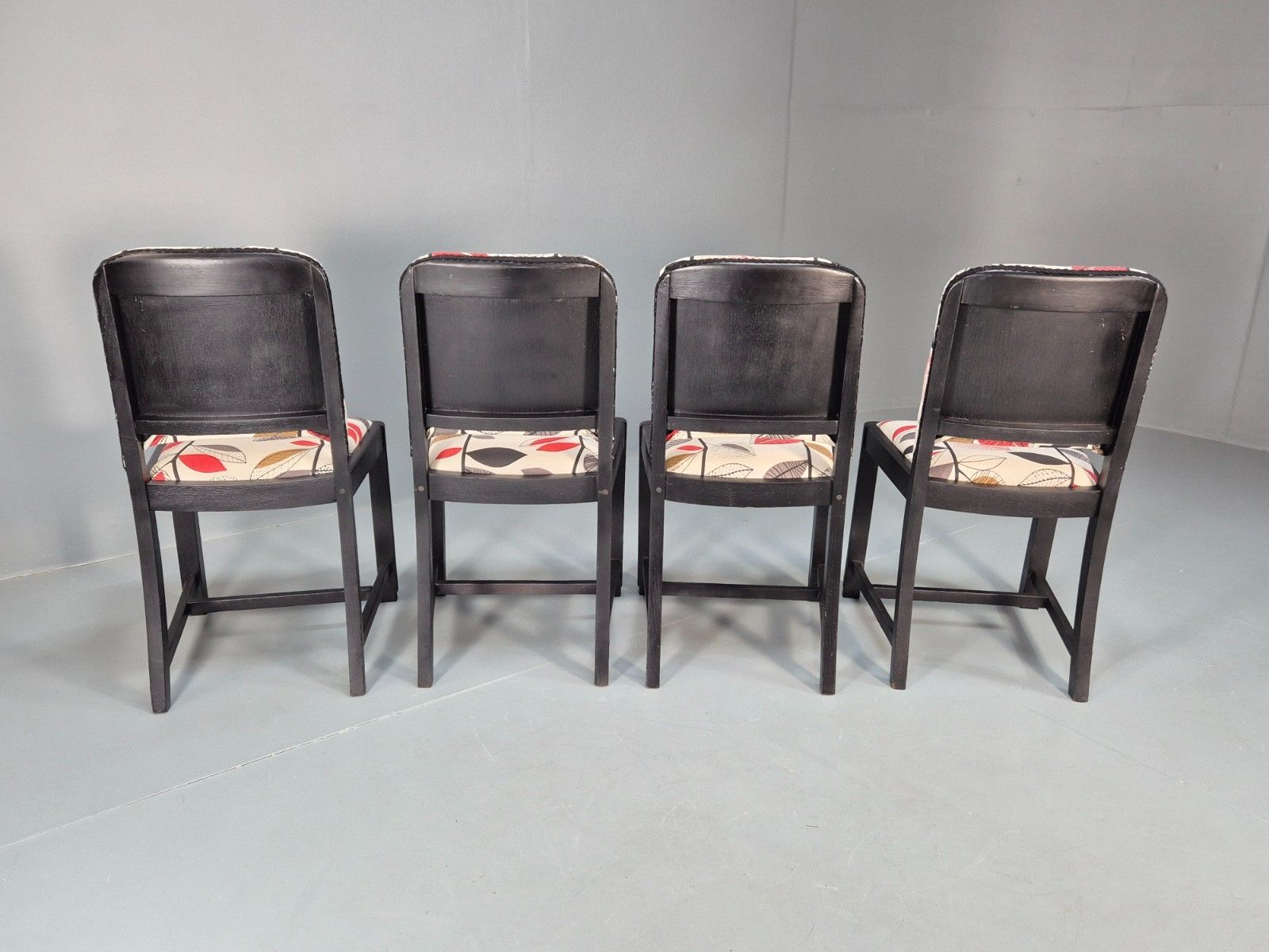 4 Vintage Dining Chairs Revamped Modern Upholstery Black Painted Eb10167 Vdin photo vintage