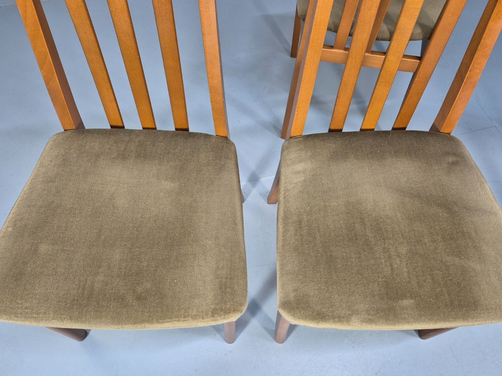 photo buy Eb10162 4 Jentique 1970s Dining Chairs Beech Green Dralon Retro Mdin