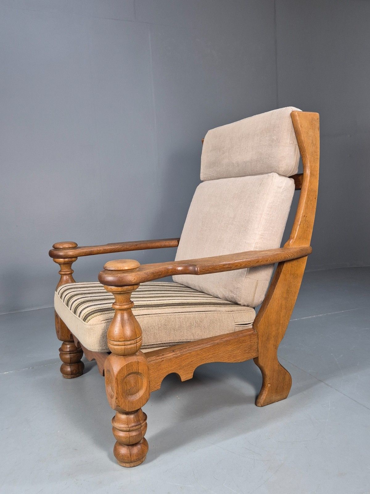 Vintage 1970s Danish Oak Framed Kjaernulf Style Lounge Chair Retro Eb9674 Mnor photo for sale