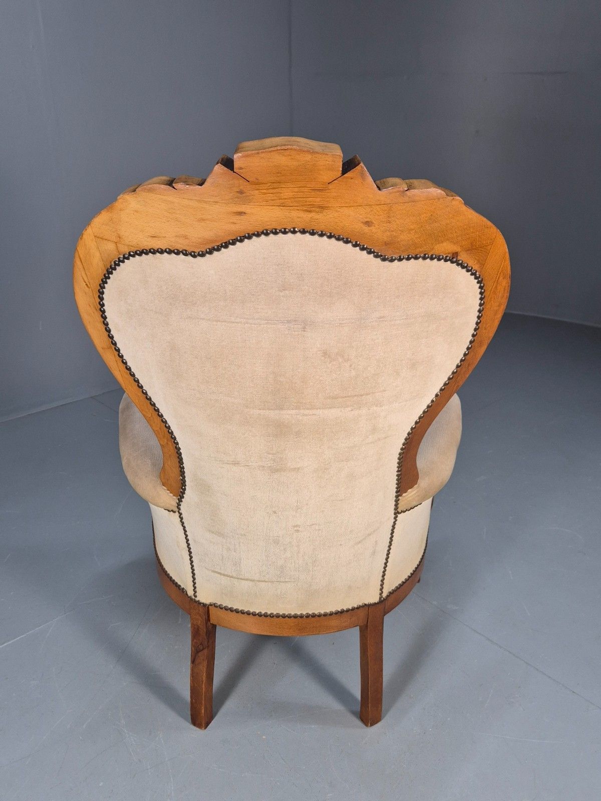 150.0 Vintage Rococo Style Balloon Back Lounge Chair 1970s Retro Beige Eb9212 Vcar photo
