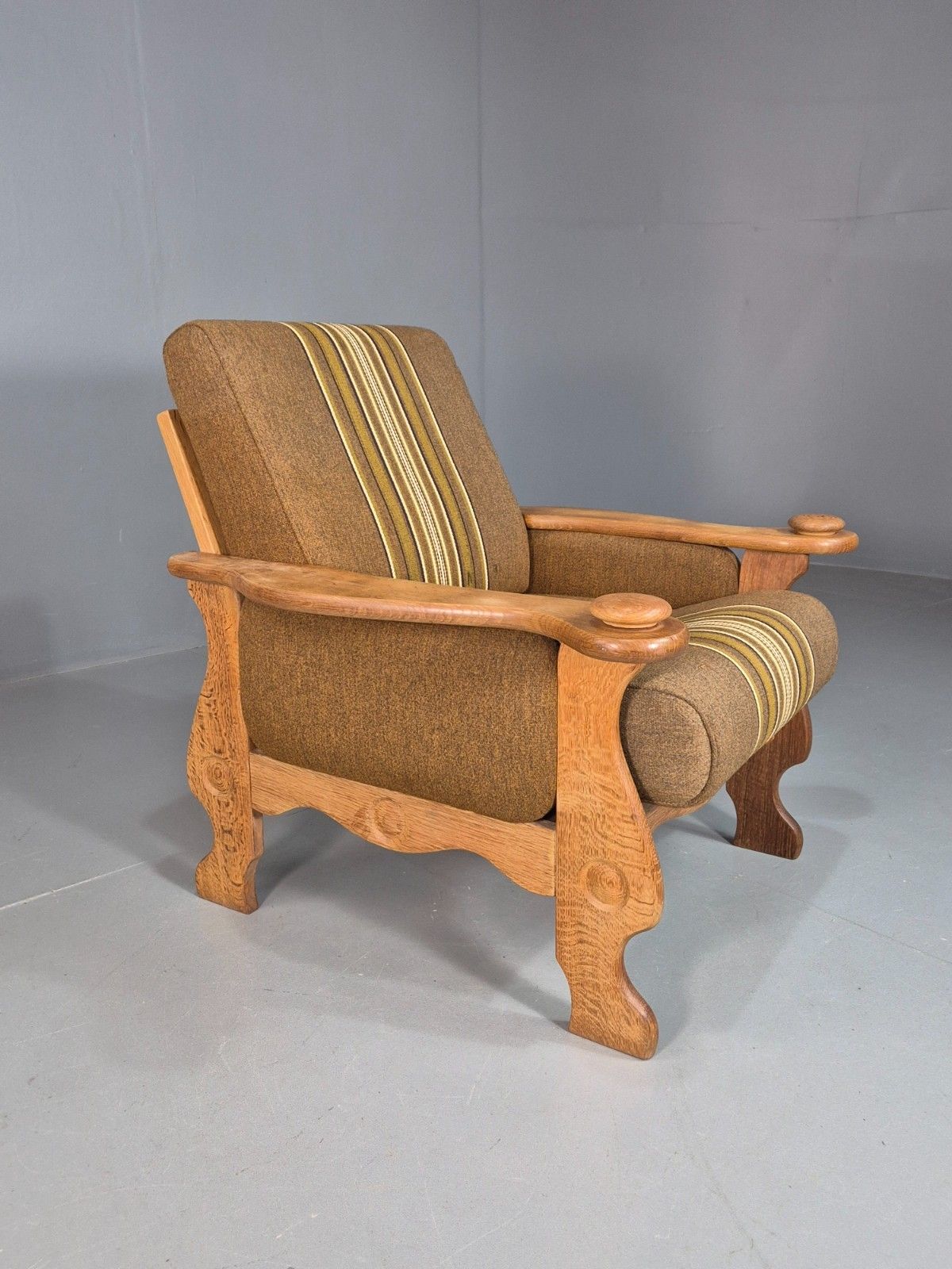 photo for sale Vintage Henning Kjaernulf Stye Oak Lounge Chair Green Wool 1970s Eb8035 Mnor