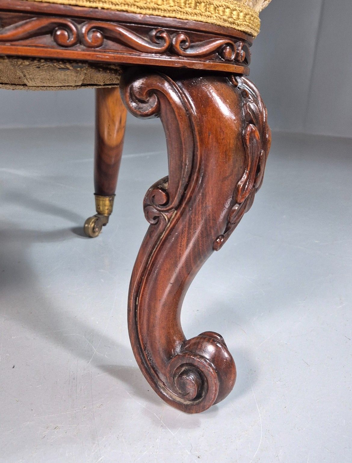 Vintage Antique Nursing Chair  Gold Brocade Mahogany Victorian  Eb7970 Vcar photo Furniture
