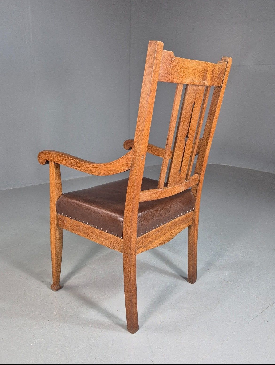 275.0 Antique Arts And Crafts Oak Framed Elbow Chair 1900s Eb7917 Vdin photo