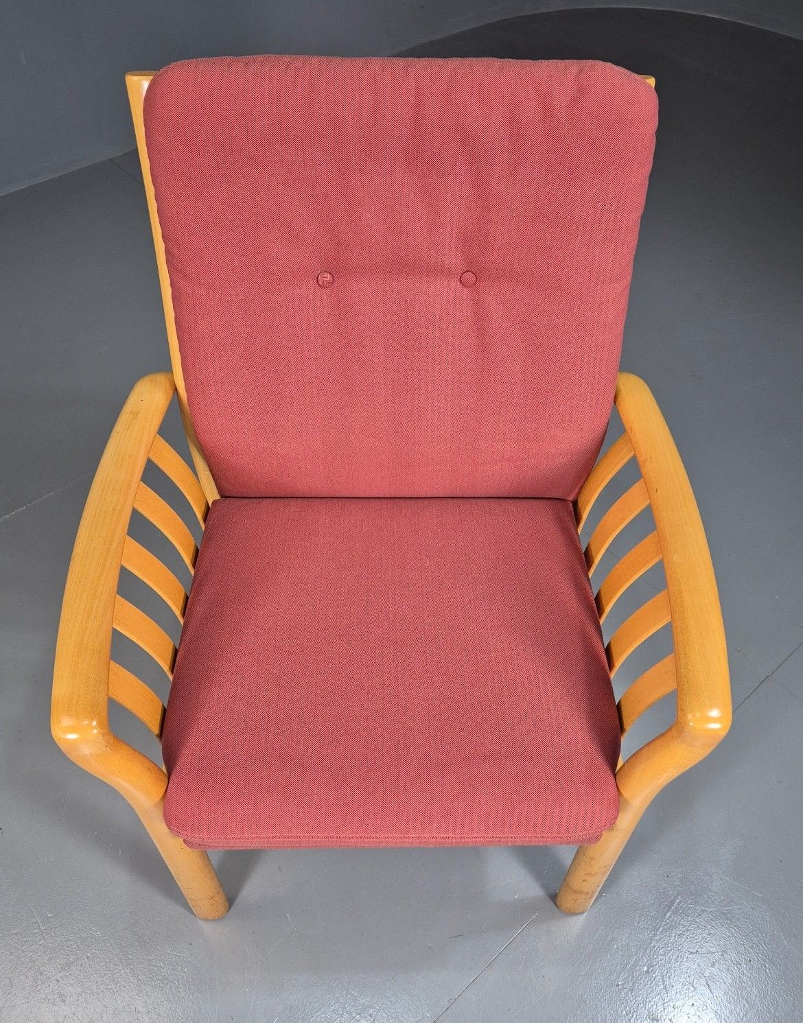 Vintage Danish Lounge Chair Red Beech Frame 1980s Retro Eb7794 Mnor photo 275.0