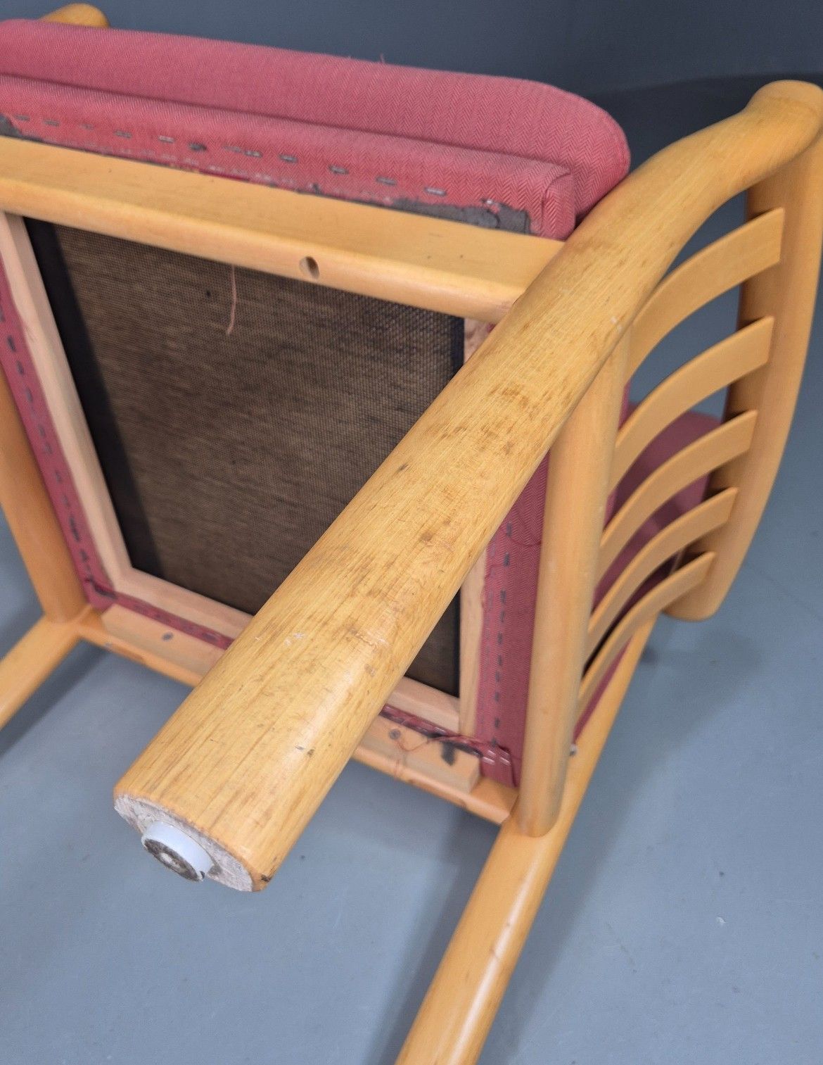 Vintage Danish Lounge Chair Red Beech Frame 1980s Retro Eb7794 Mnor photo buy