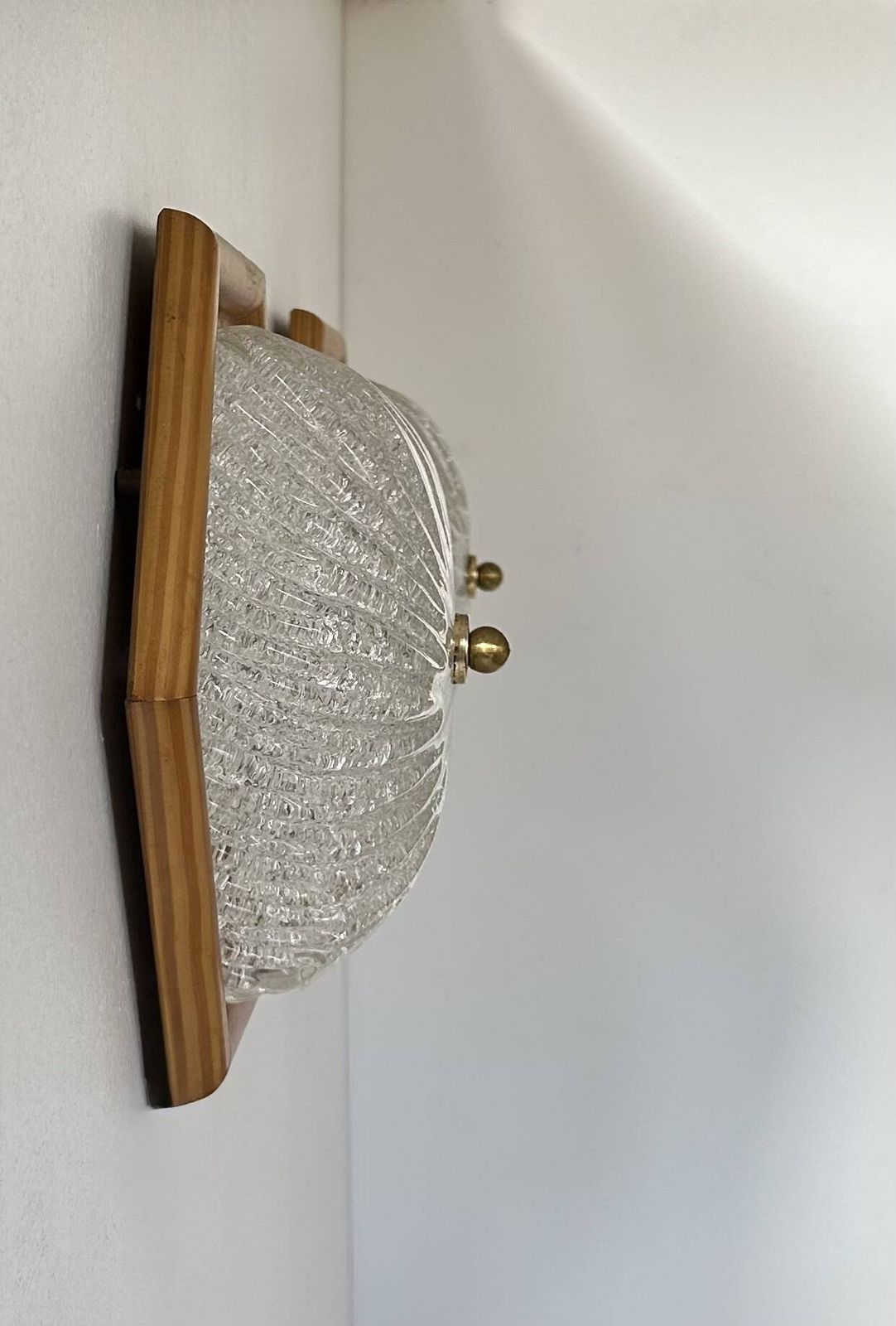 photo furniture Pair Of Vintage Wall Lights, Pine And Murano Glass, Italy 1980
