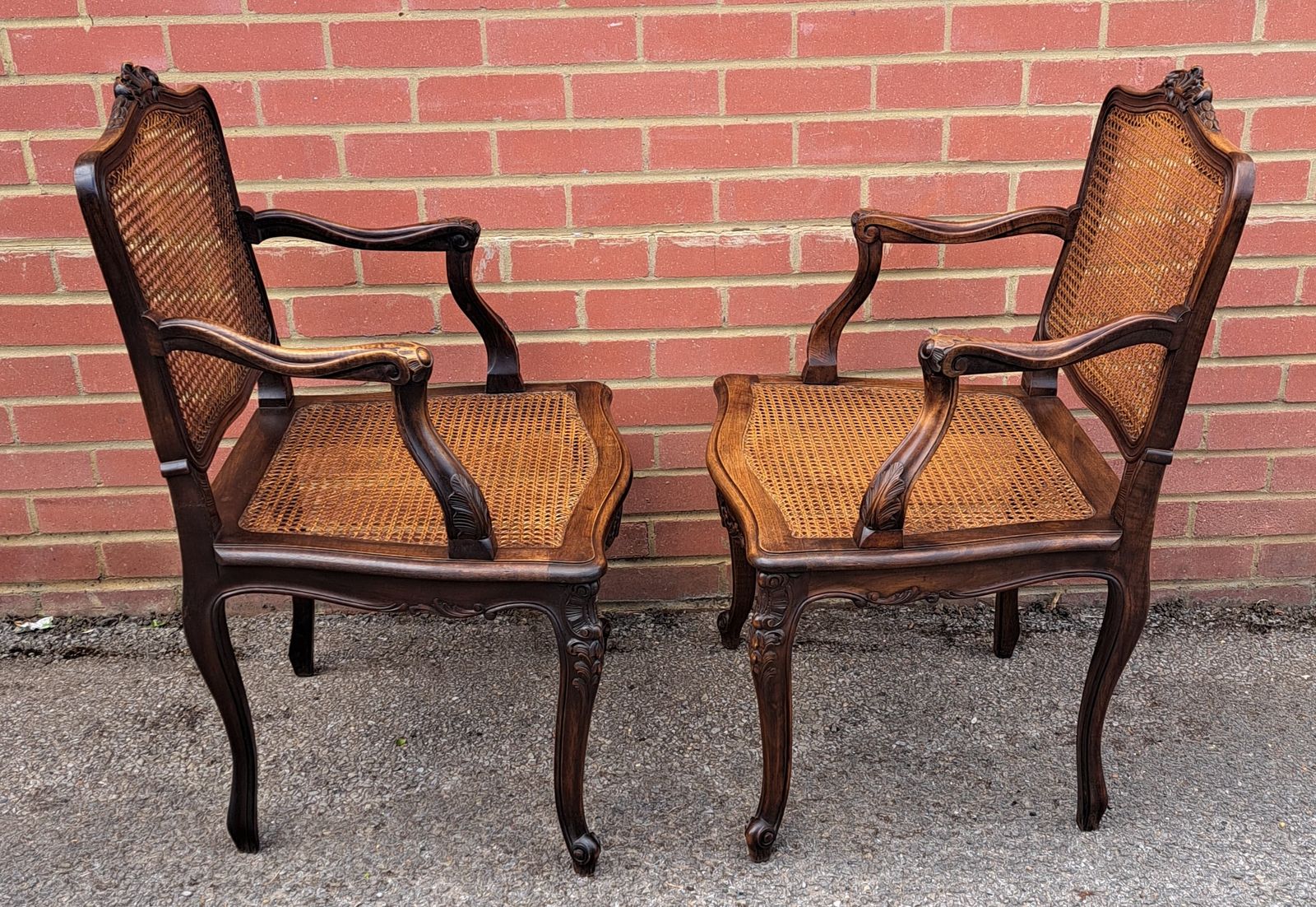 Pair Of French 18th Century Louis XV Carved Cane Armchairs photo 650.0