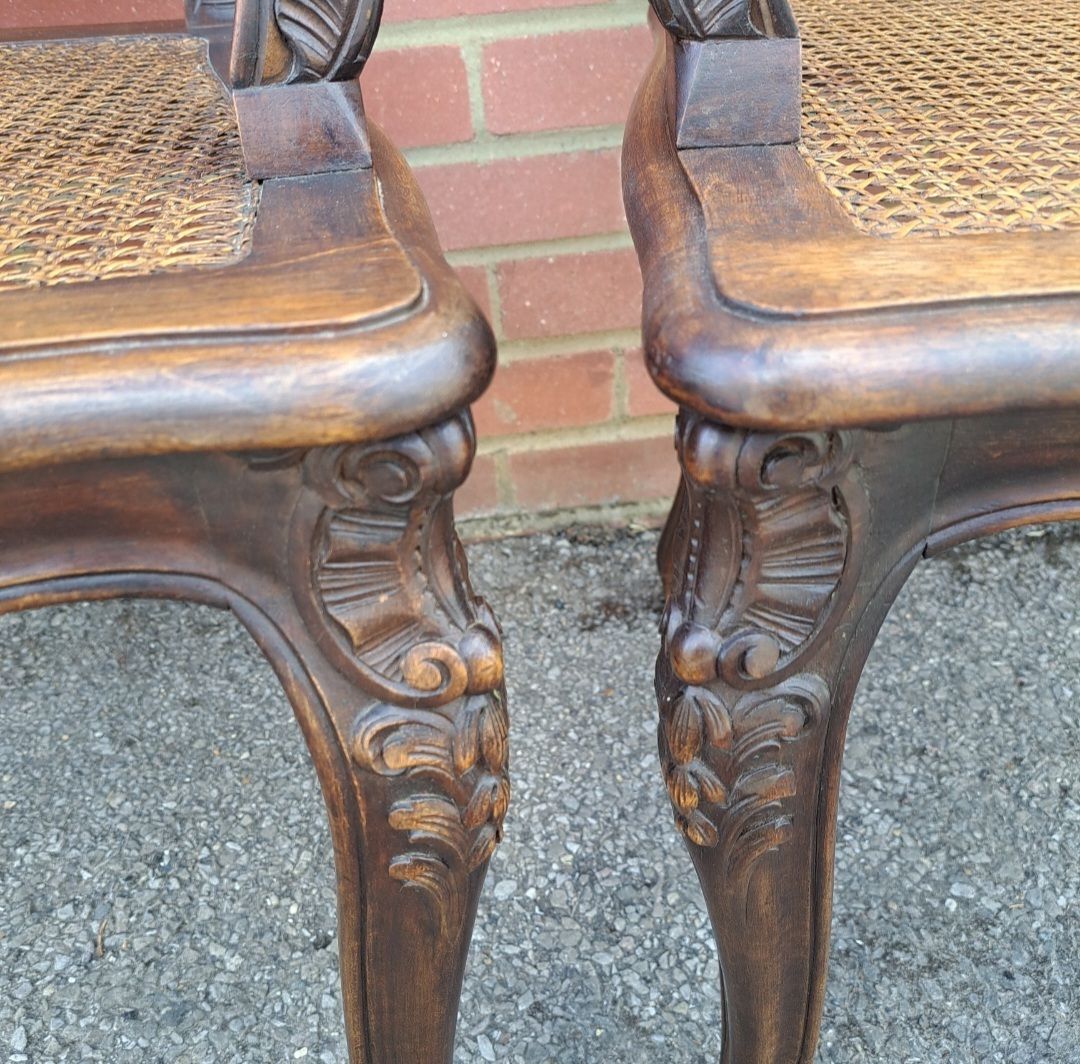 photo furniture Pair Of French 18th Century Louis XV Carved Cane Armchairs