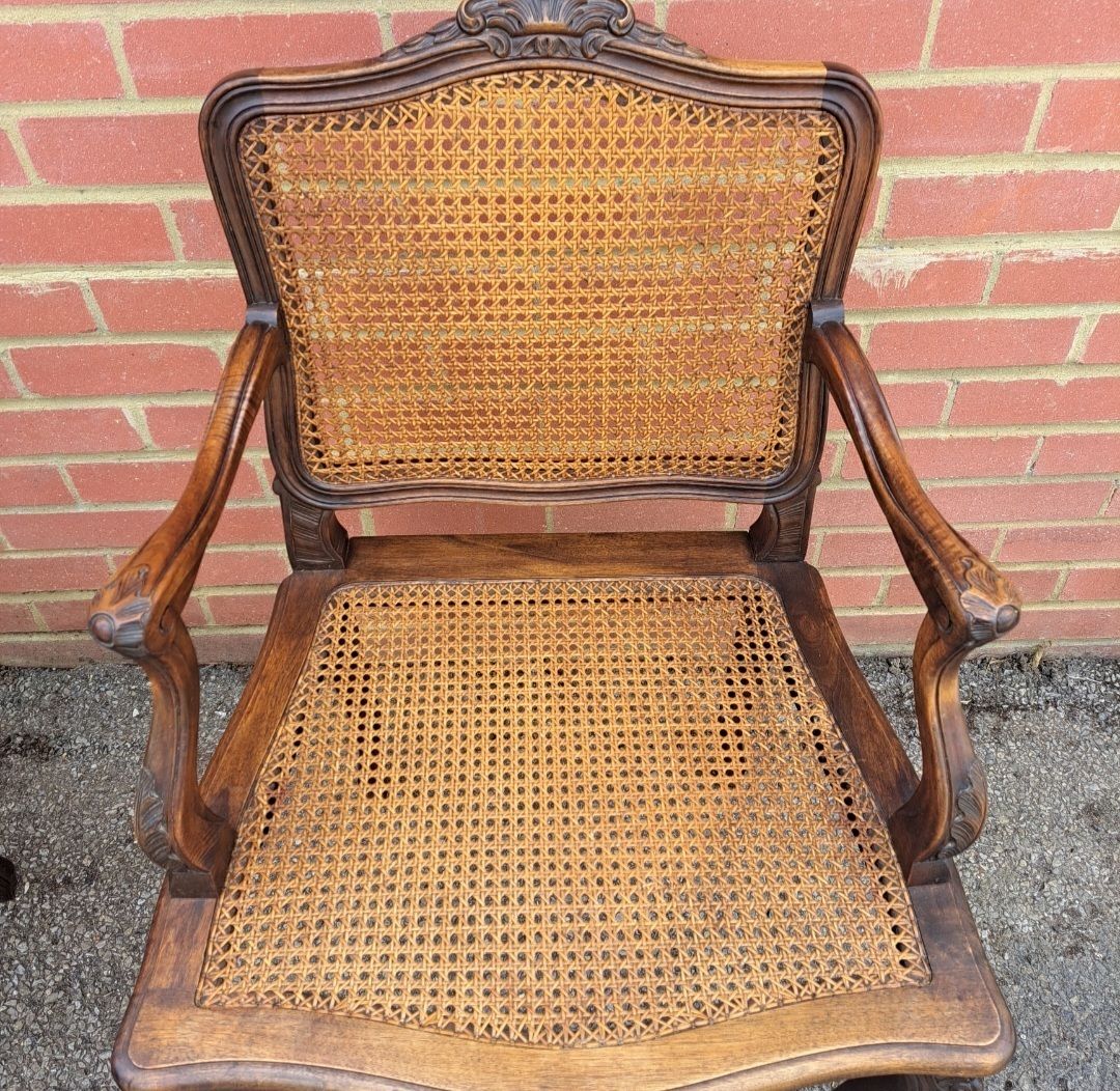 photo for sale Pair Of French 18th Century Louis XV Carved Cane Armchairs