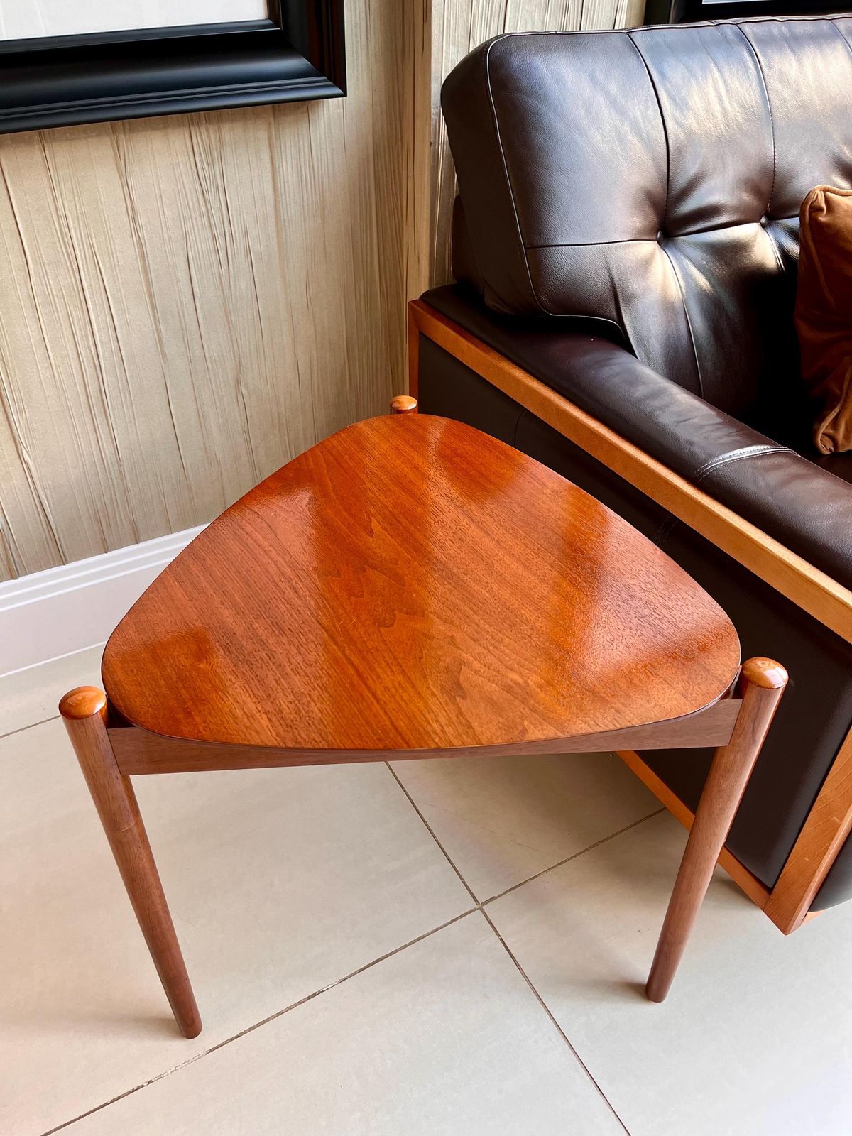 Scandi “Guitar Pick” Teak Triangular Side Table — In The Style Of Poul Jensen For Selig / Dux, C.1960s