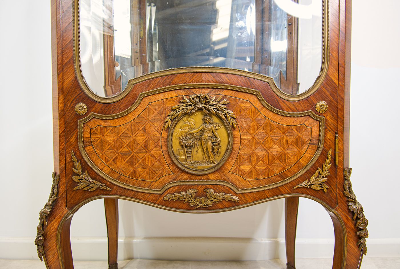 Antique French Marble Top Kingwood & Gilt Bronze Cabinet photo for sale