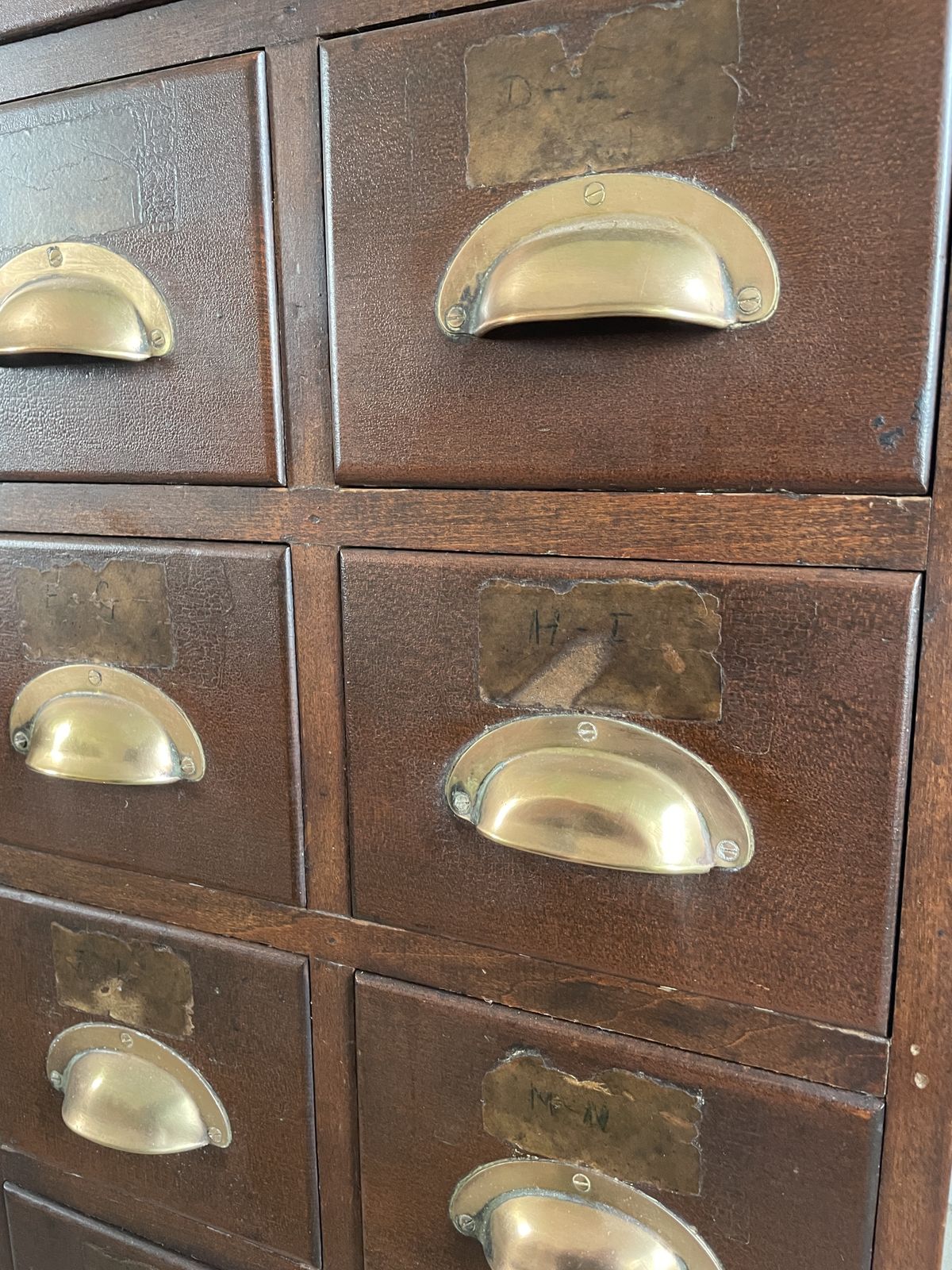 An Early 20th Century Stained Beech Filing Cabinet Drawers photo vinterior