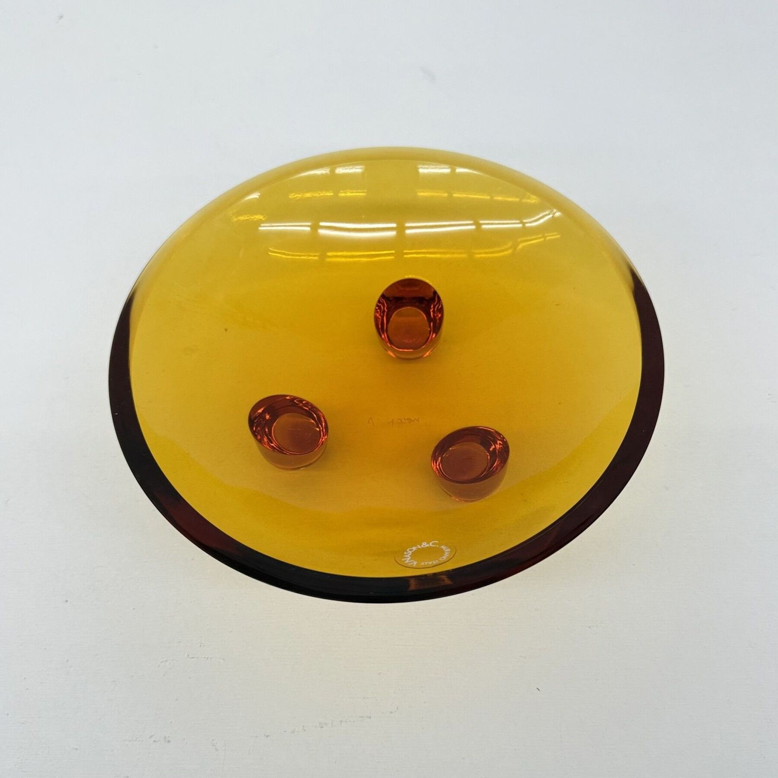 V. Nason & C. Italy Murano Centerpiece Glass Bowl In Amber , 1970s photo 699.0