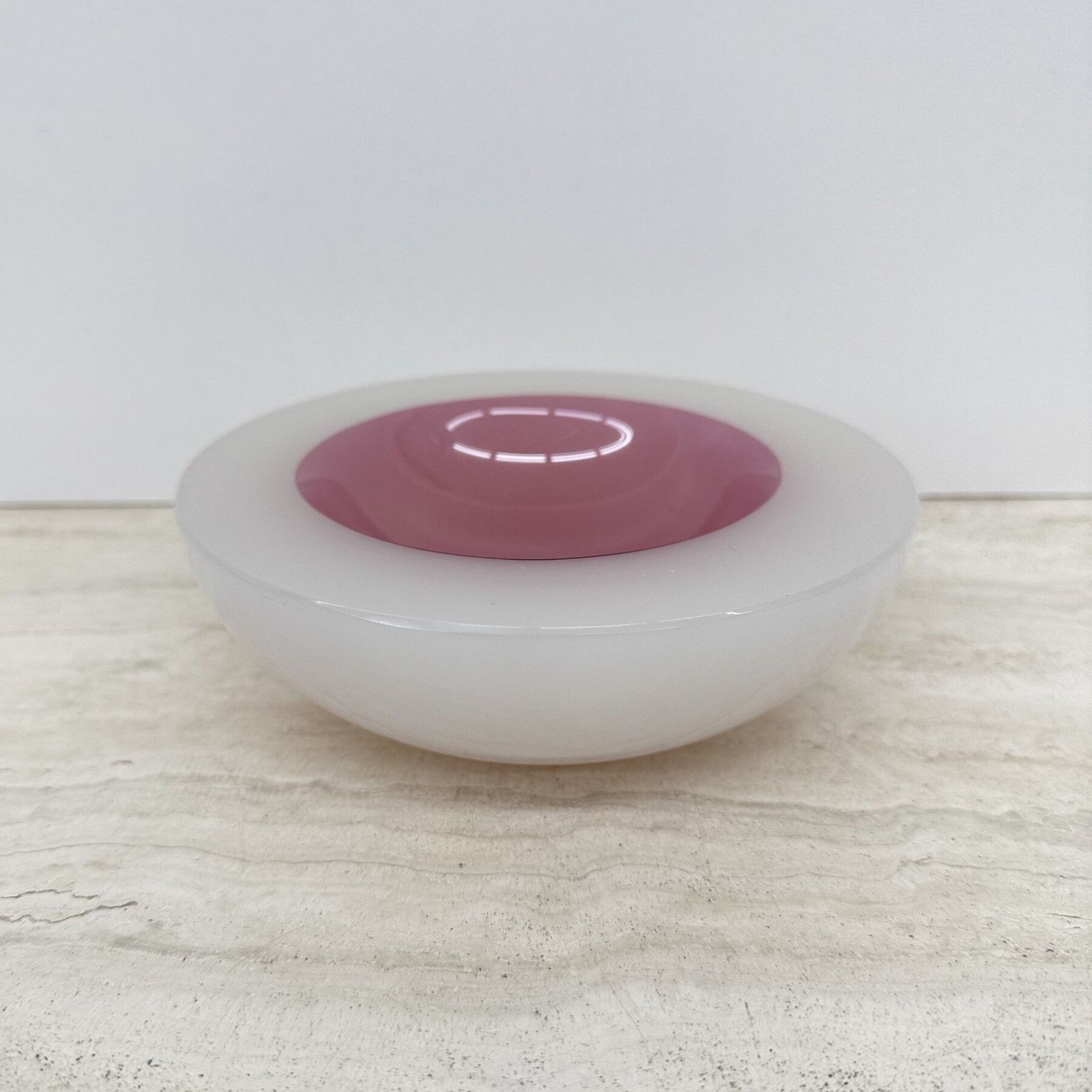 Seguso Sommerso Murano Pink & White Alabastro Art Glass Geode Bowl, 1950 photo furniture