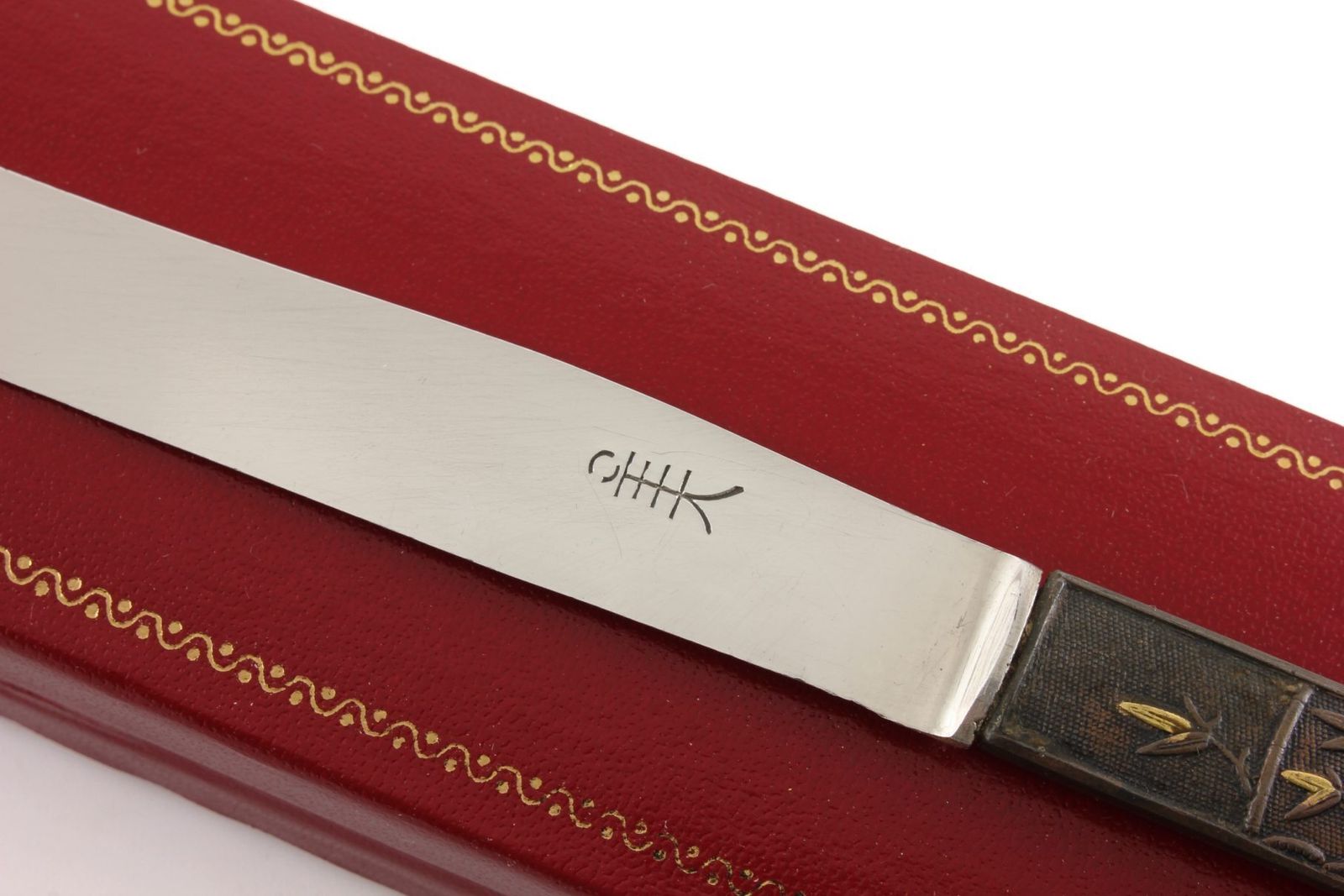 Home Decor Japanese Bronze Kozuka Tiger Silver Letter Opener. Antique Meiji C1880. photo