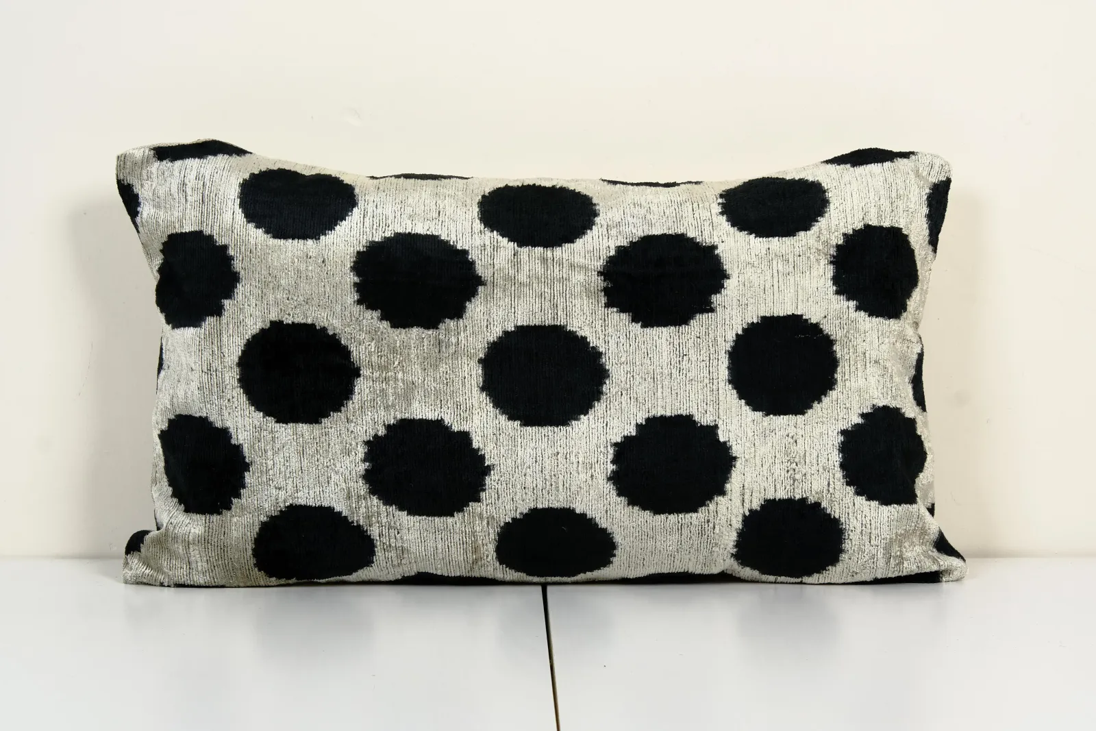 Black Ikat Velvet Pillow Cover 16" X 24" photo vinterior