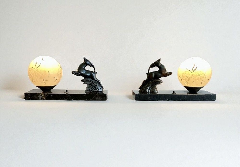 photo furniture Pair Of French Art Deco Mood Lamps