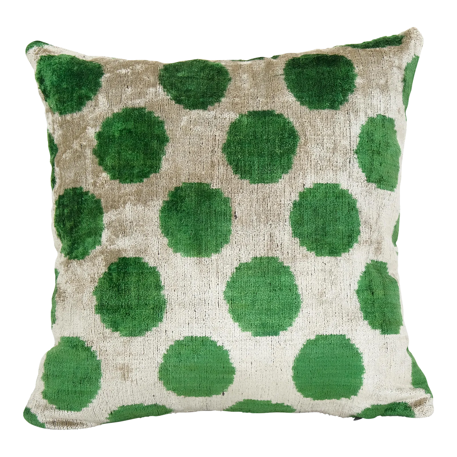 Square Green Ikat Velvet Pillow Cover 14" X 14"