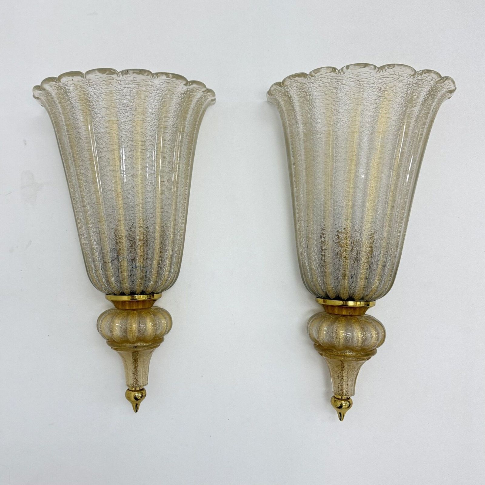 photo buy Pair Of Xl Barovier & Toso Wall Lamps Sconce Murano Glass , 1970s