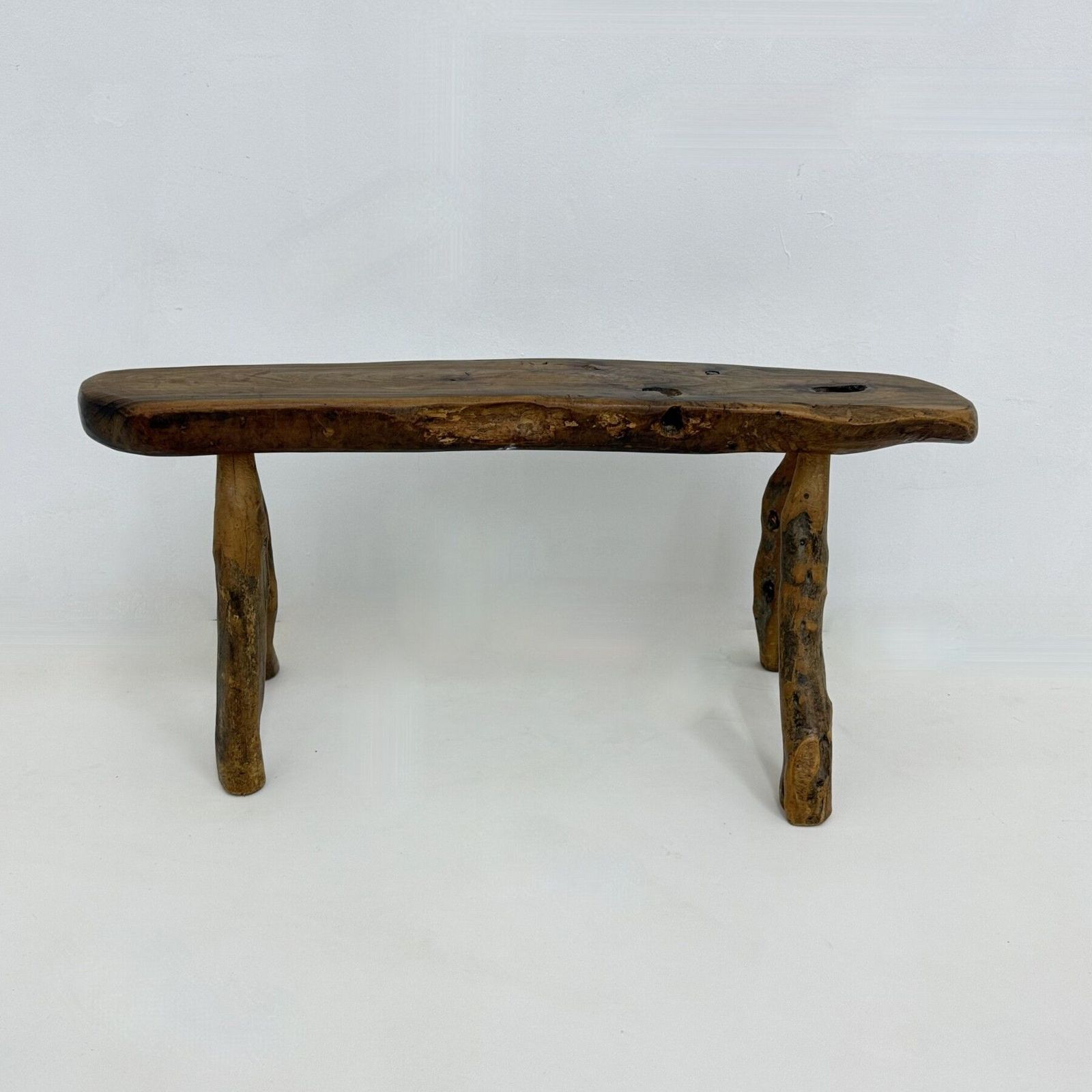 Brutalist Solid Wooden Side Table , 1970s photo furniture