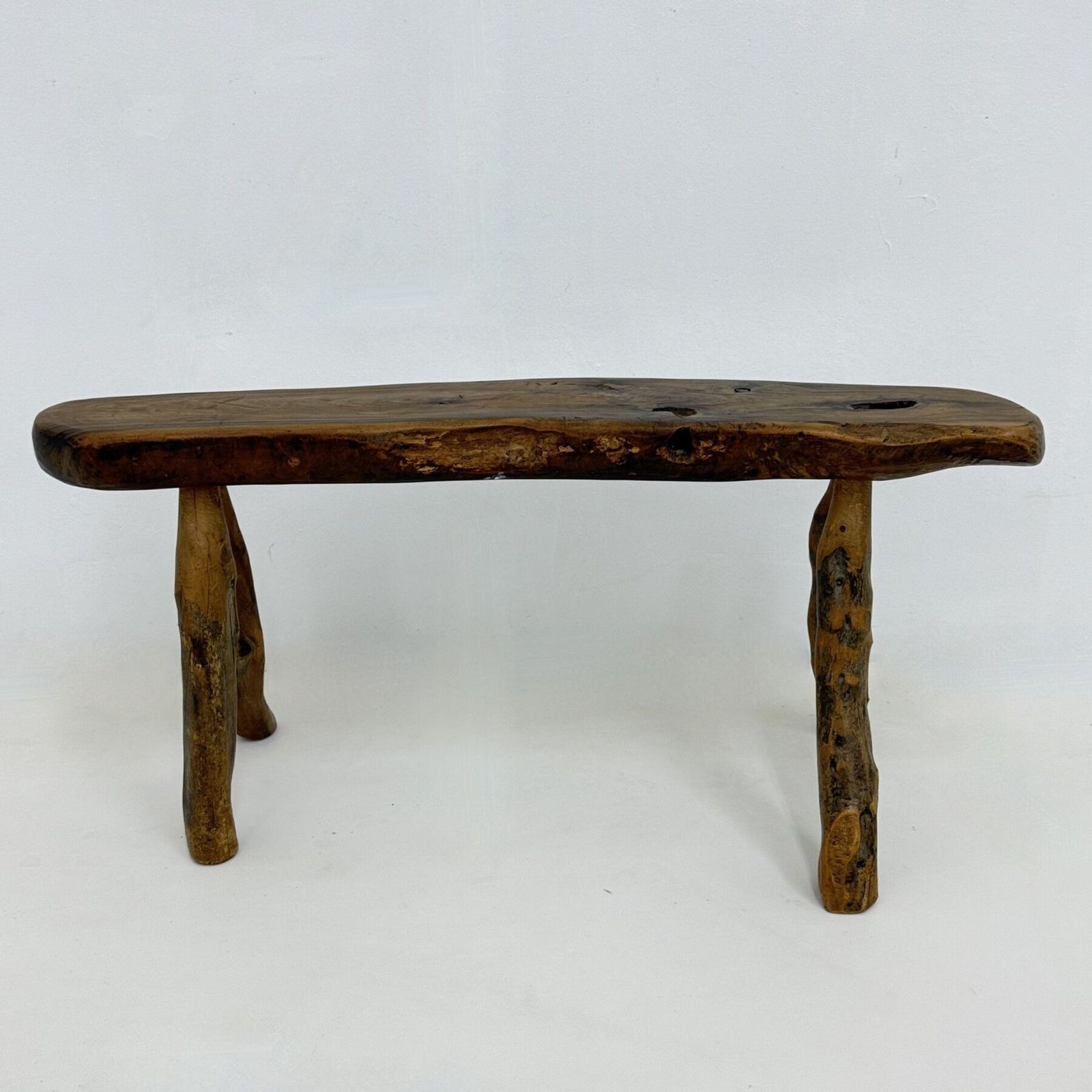 photo buy Brutalist Solid Wooden Side Table , 1970s
