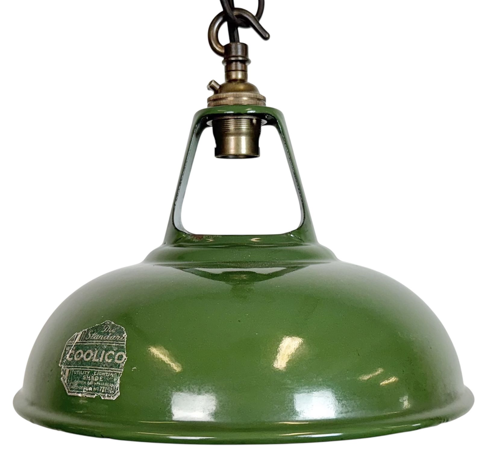 Industrial Green Enamel Factory Pendant Lamp From Coolicon, 1950s