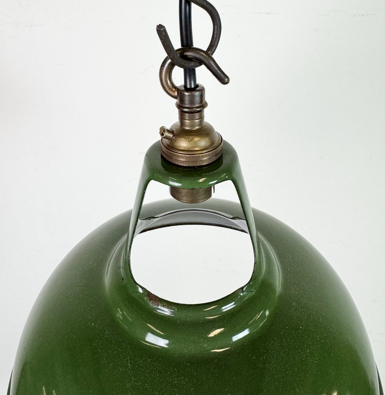Industrial Green Enamel Factory Pendant Lamp From Coolicon, 1950s photo Lighting