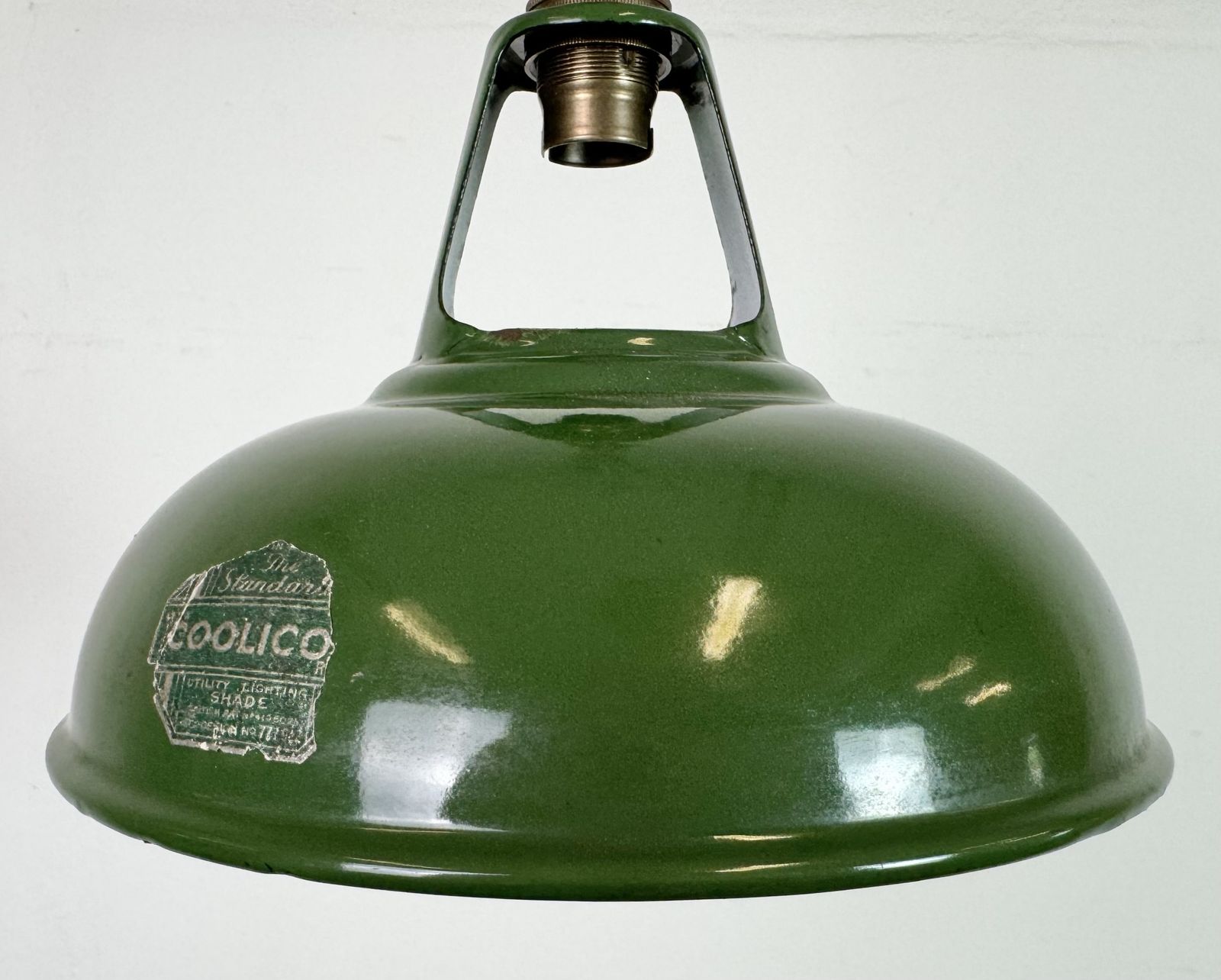 photo for sale Industrial Green Enamel Factory Pendant Lamp From Coolicon, 1950s
