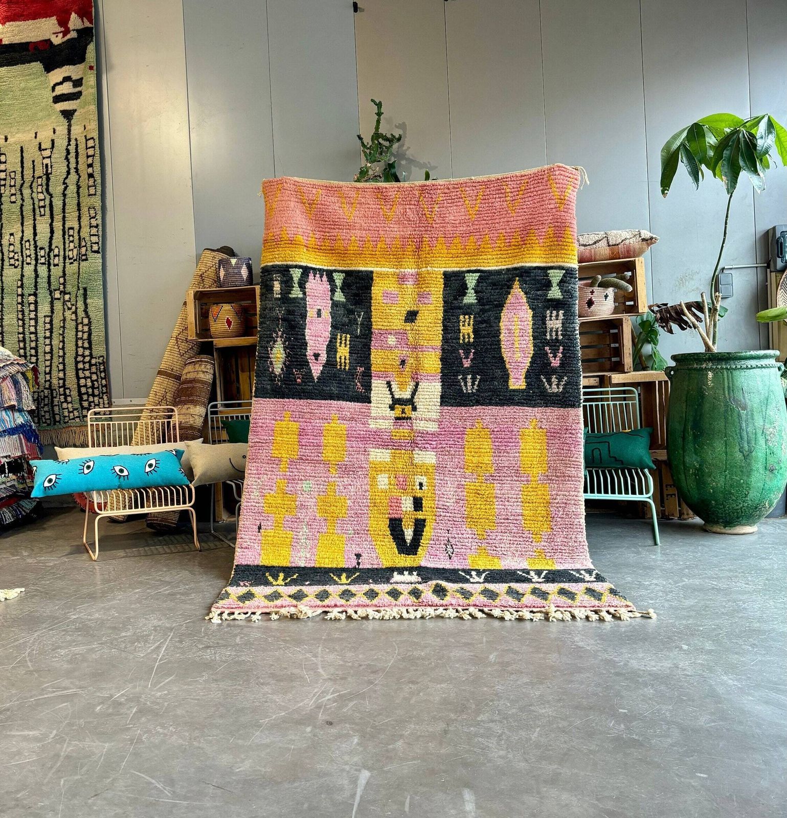 Moroccan Pink Custom Moroccan Rug   Custom Fabulous Boujaad Rug   Pink Boujad Rug   Moroccan Handmade Rug   Moroccan Wool Rug