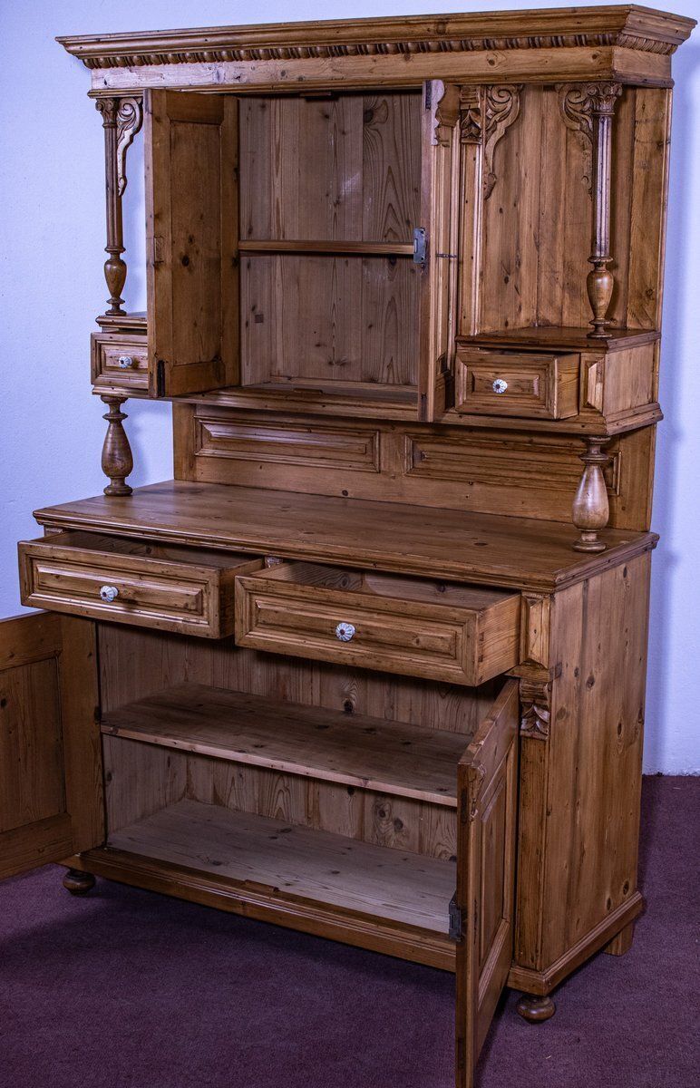 Antique Pine Kitchen Dresser/Buffet, 1910 photo furniture