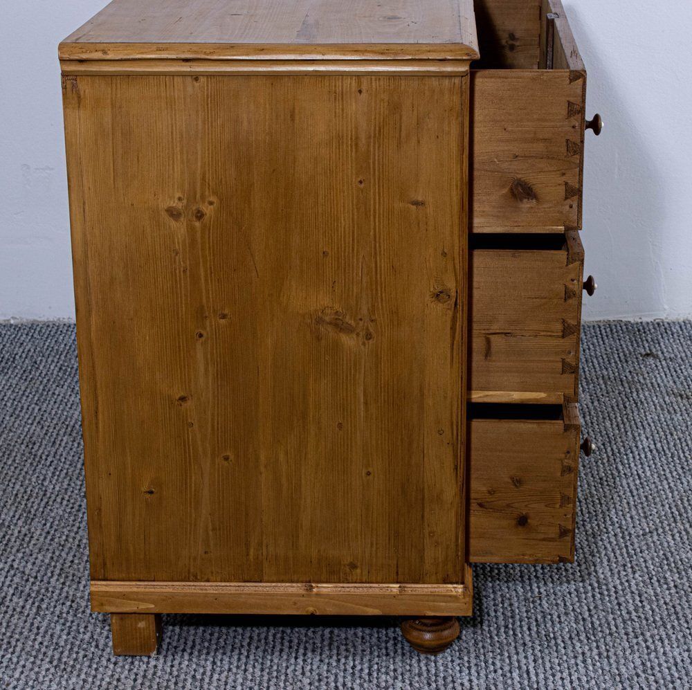 Pine Chest Of Three Drawers With Waxed Finish, 1899 photo vintage