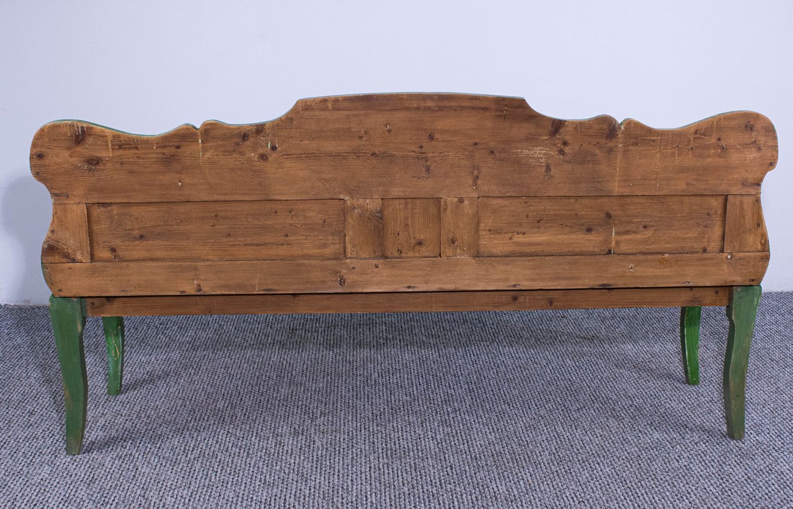 Antique Green And White Painted Pine Bench, Late 19th Century photo Furniture