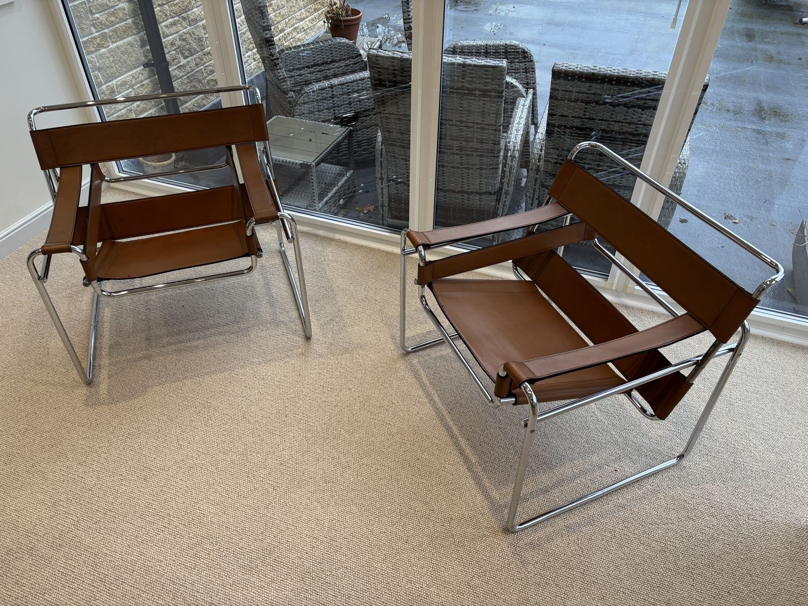 Wassily Chair By Marcel Breuer/Vintage Armchair/Chrome Frame With Brown Leather photo vinterior