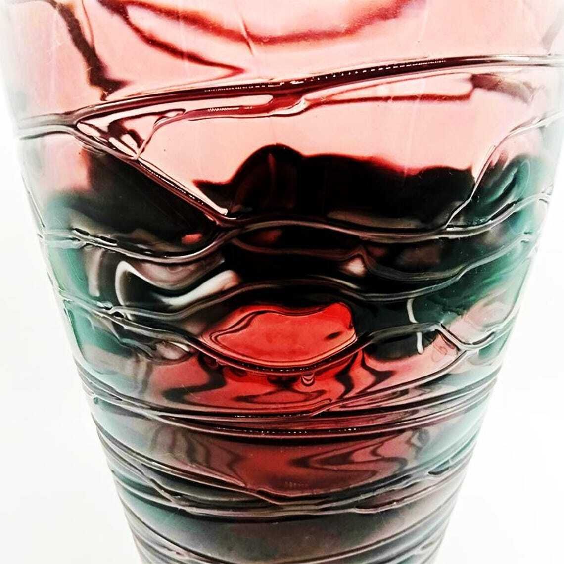 1970s Purple Vase In Hand Worked, Hand Blown Murano Glass   Made In Italy. photo vinterior