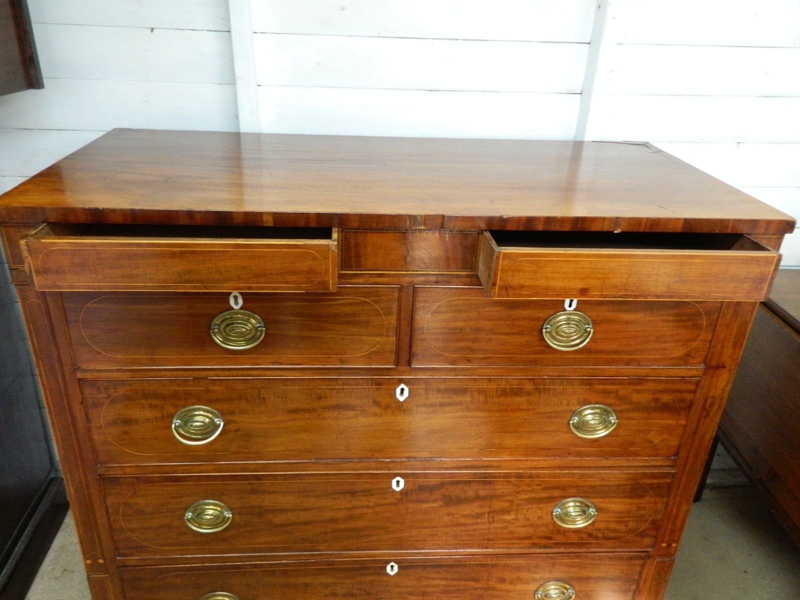 Victorian Mahogany Inlay Chest Of Drawers photo vintage
