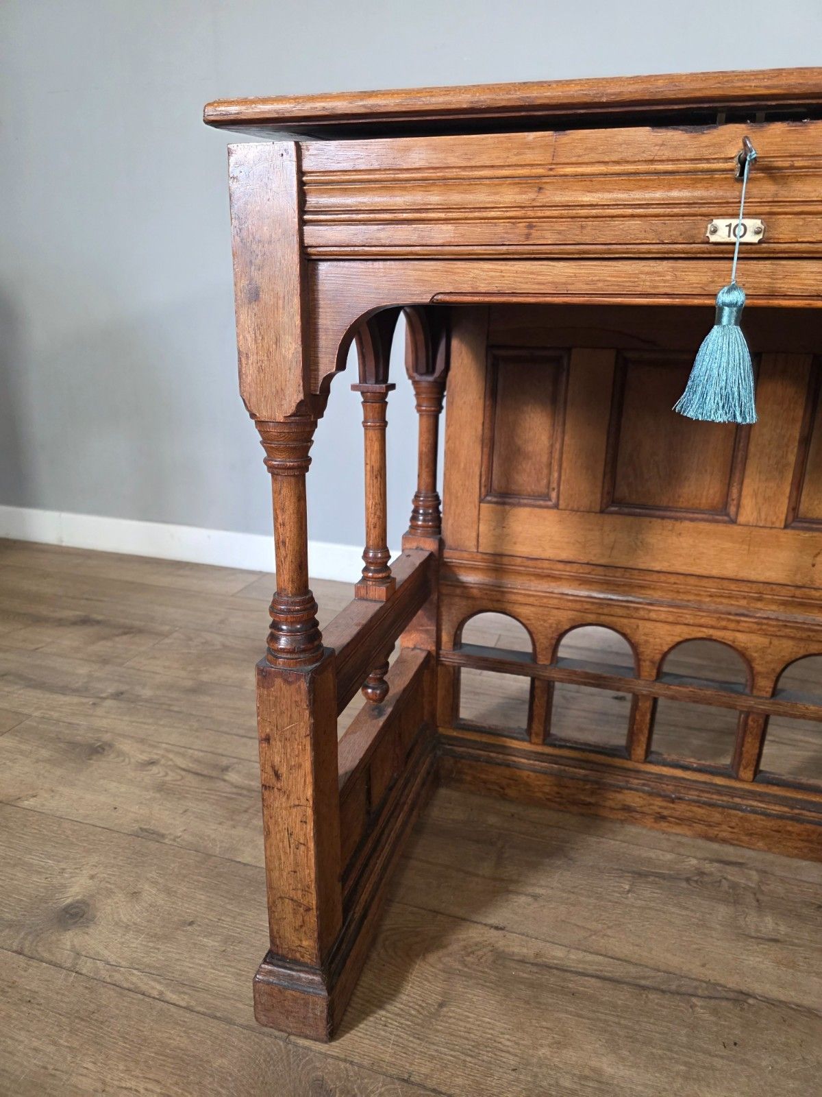 photo for sale Antique 1890s Clarks Desk Made By Simpsons Of Kendall For The Town Hall