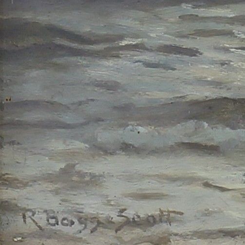 Oil On Board Behind Glass By Robert Bagge Scott. Titled Drying Nets Katwijk photo for sale