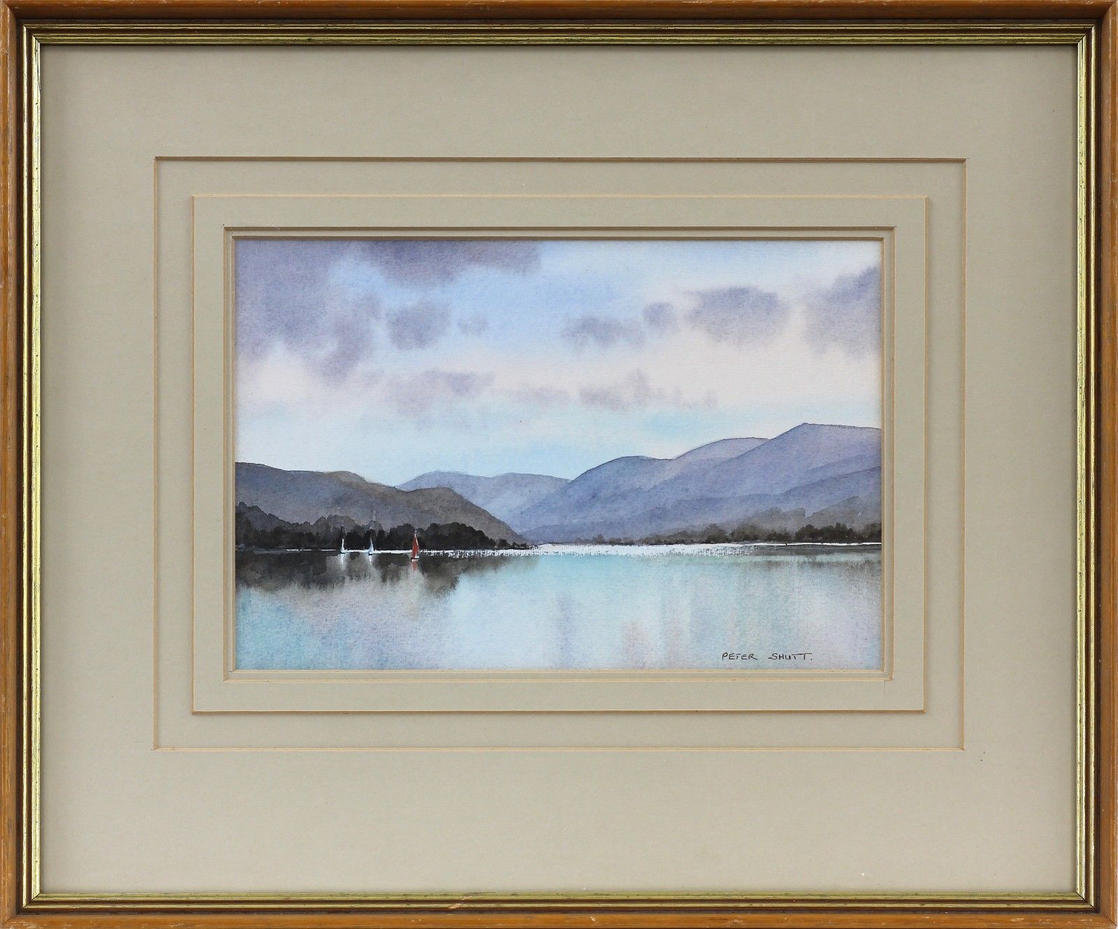Lake District Watercolour By Peter Shutt.  Titled "Evening Sail, Ullswater." photo Art