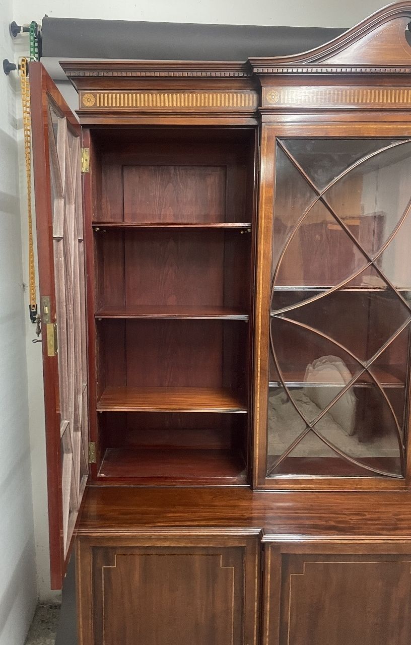 19th Century Inlaid Mahogany Breakfront Bookcase photo 6450.0