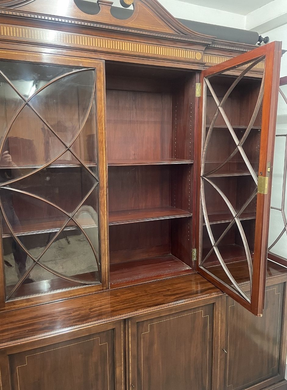 19th Century Inlaid Mahogany Breakfront Bookcase photo vinterior
