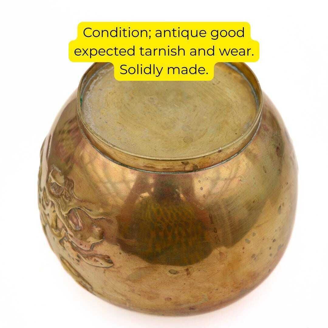Antique Japanese Bronze Jardiniere With Birds On Branch Decoration 5.2'' Tall photo vinterior
