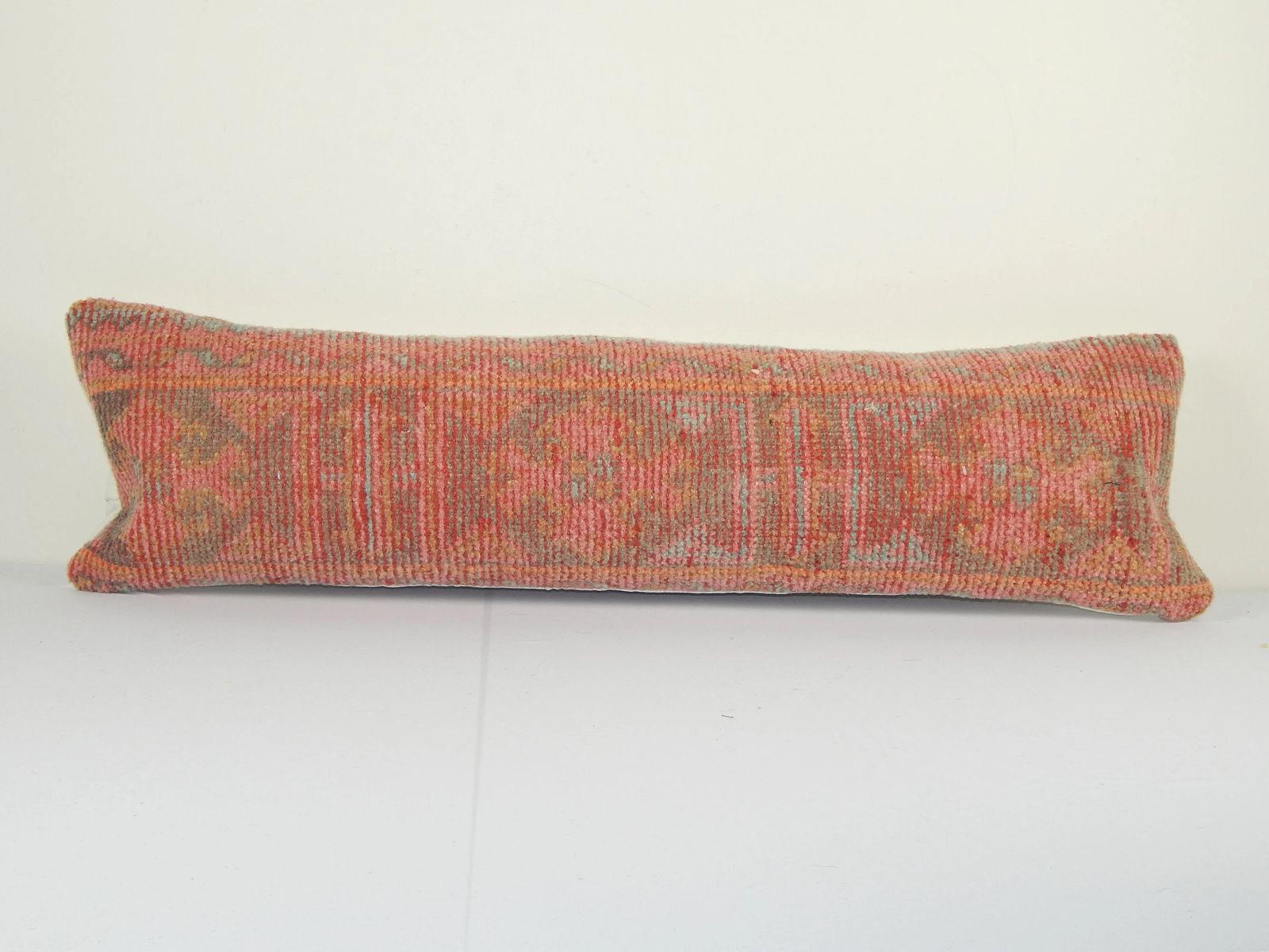 Extra Long Hippie Carpet Rug Pillow   Faded Ethnic Turkish Yastik Pillow   Oushak Throw Pillow Cover