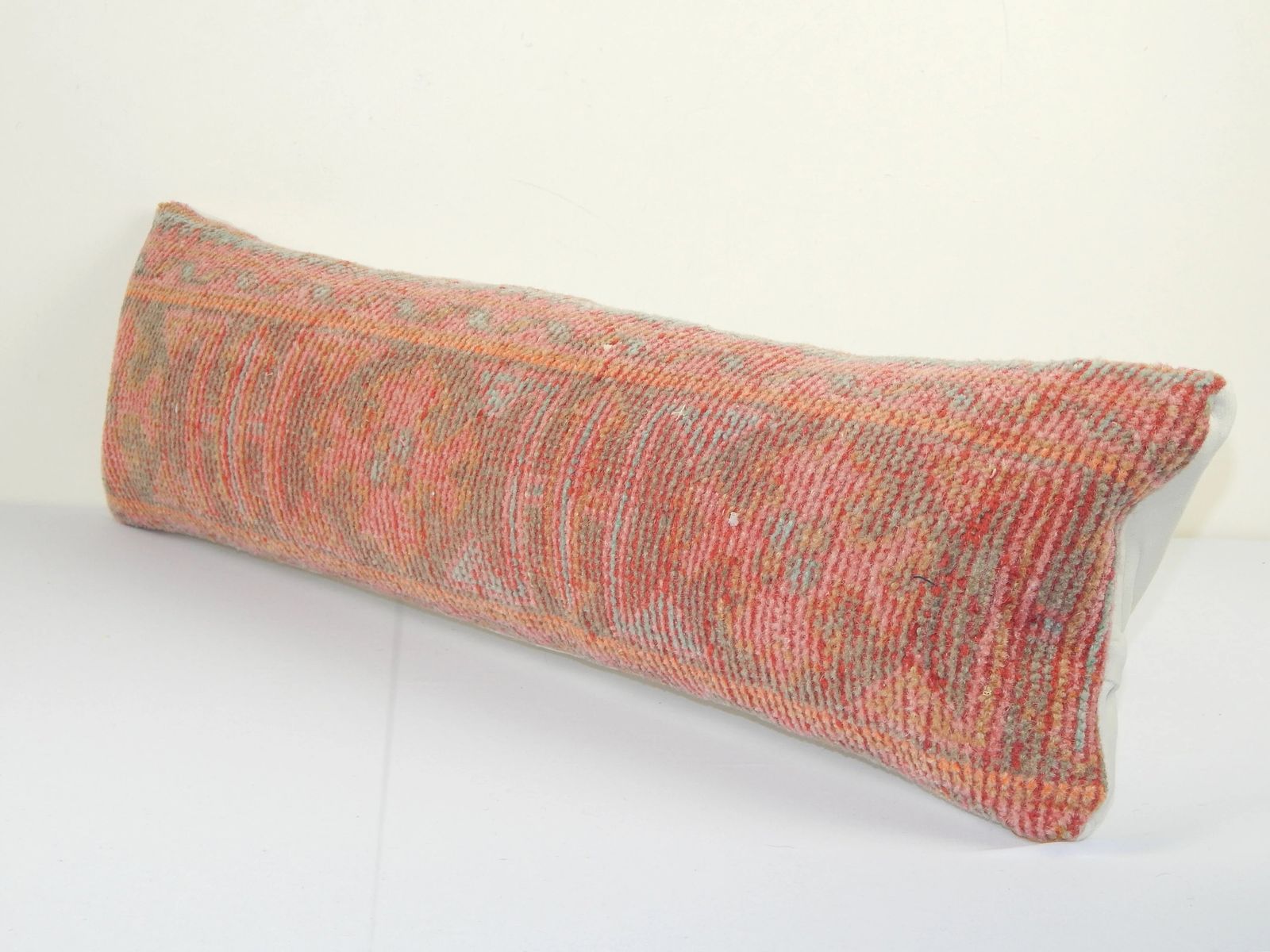Extra Long Hippie Carpet Rug Pillow   Faded Ethnic Turkish Yastik Pillow   Oushak Throw Pillow Cover photo 70.0