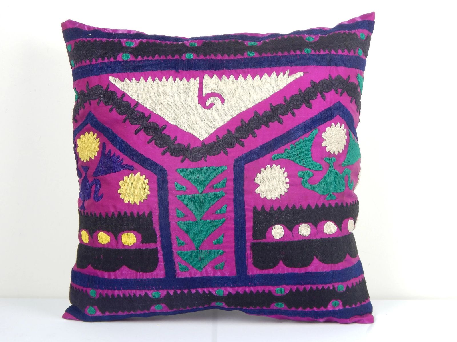 Purple Tashkent Suzani Square Pillow Case Made From A 19th Century Suzani   Samarkand Uzbek Cushion Cover   Tribal Home Decor